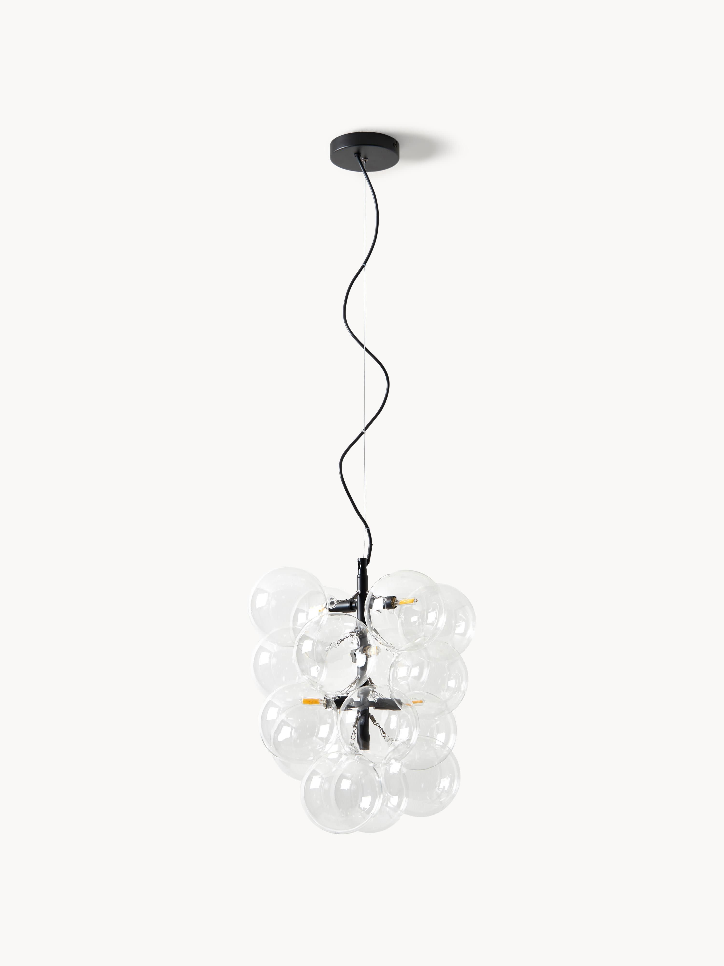 Suspension grappe en verre design Pearce - Transparent, noir