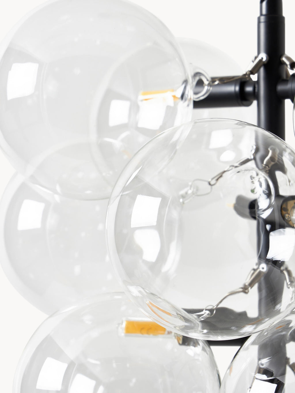 Suspension grappe en verre design Pearce - Transparent, noir