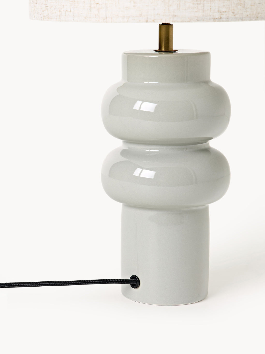 Grande lampe à poser en céramique Vaino - Beige, gris-vert
