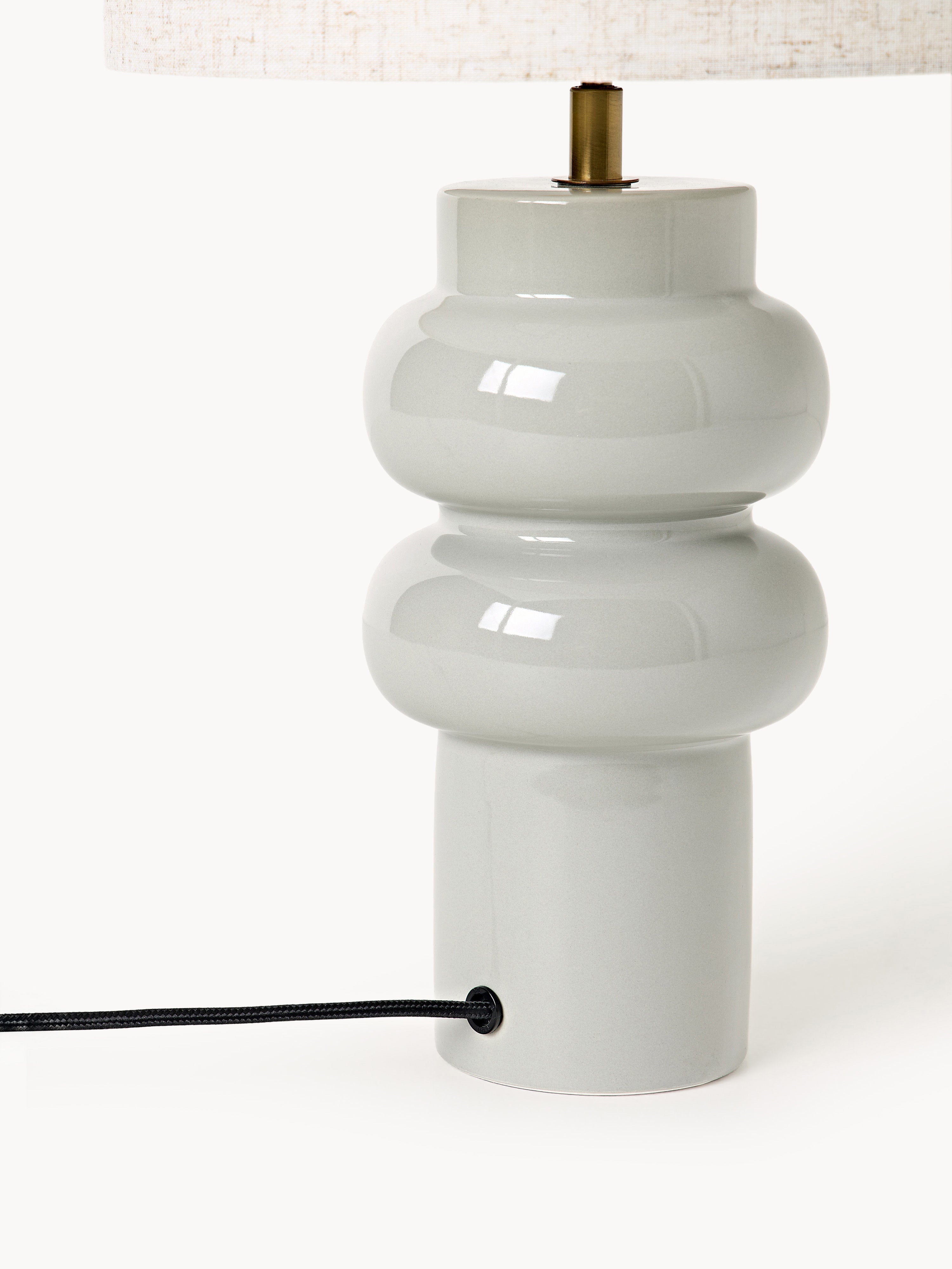 Grande lampe à poser en céramique Vaino - Beige, gris-vert