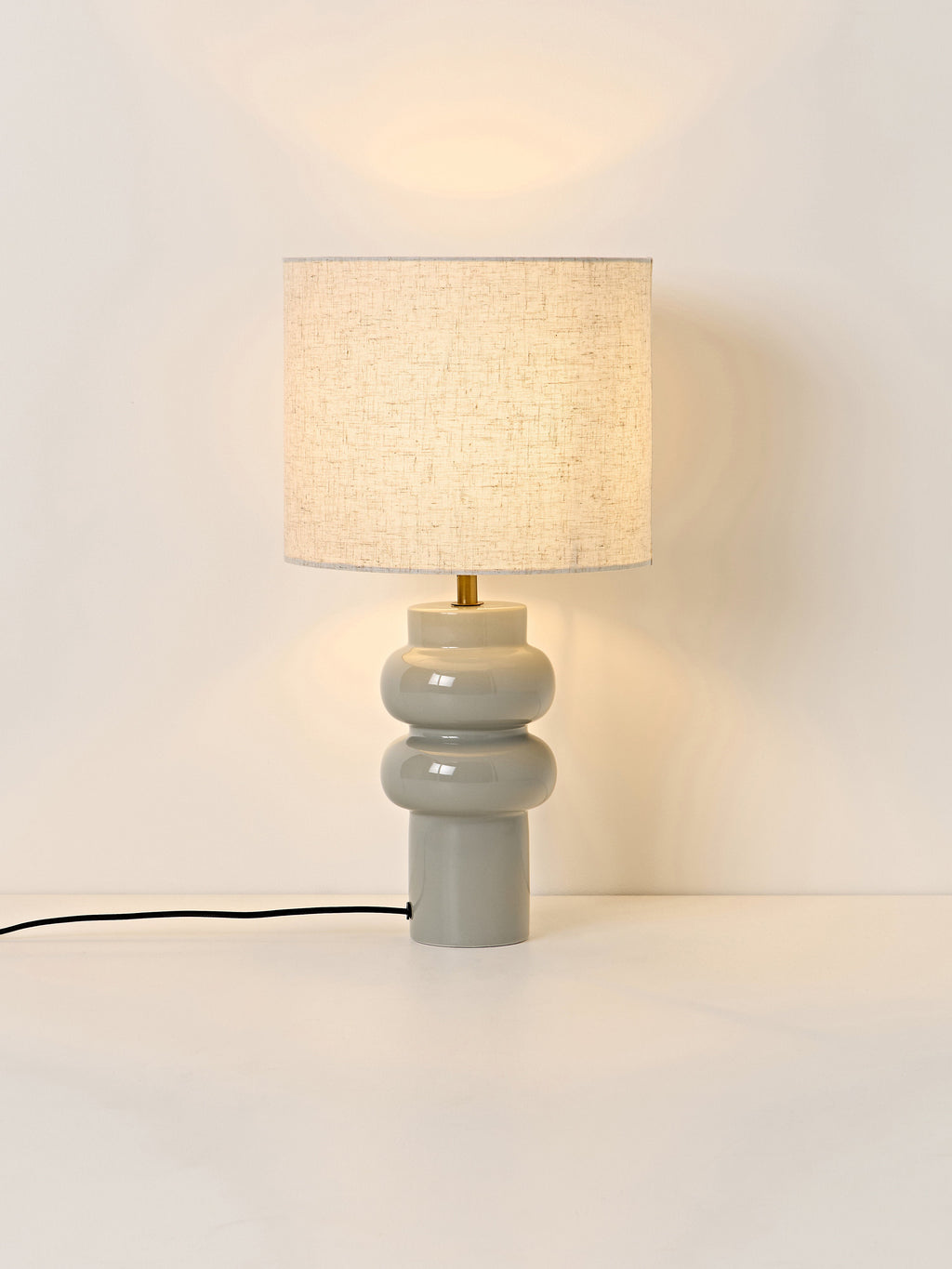 Grande lampe à poser en céramique Vaino - Beige, gris-vert