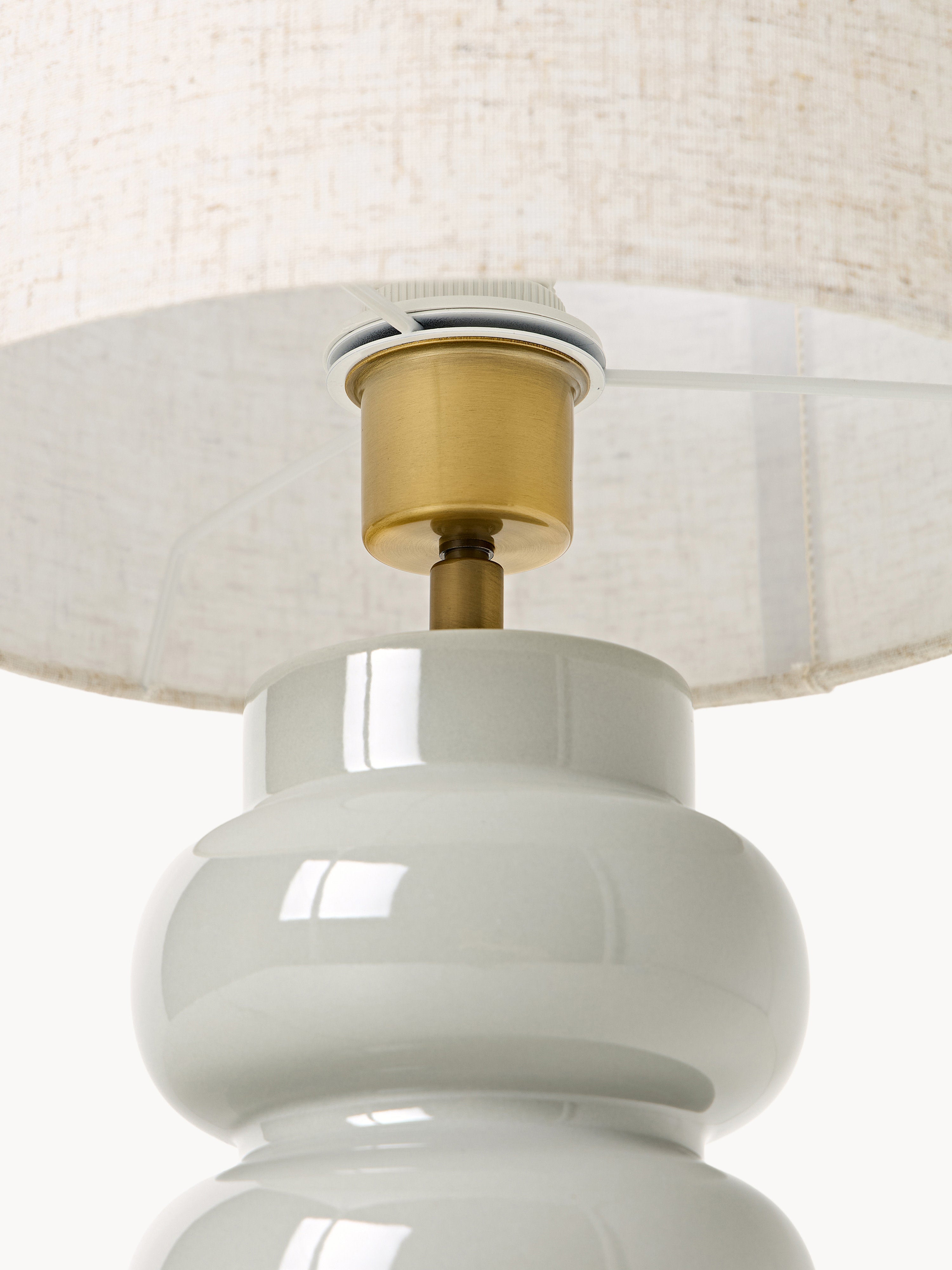 Grande lampe à poser en céramique Vaino - Beige, gris-vert