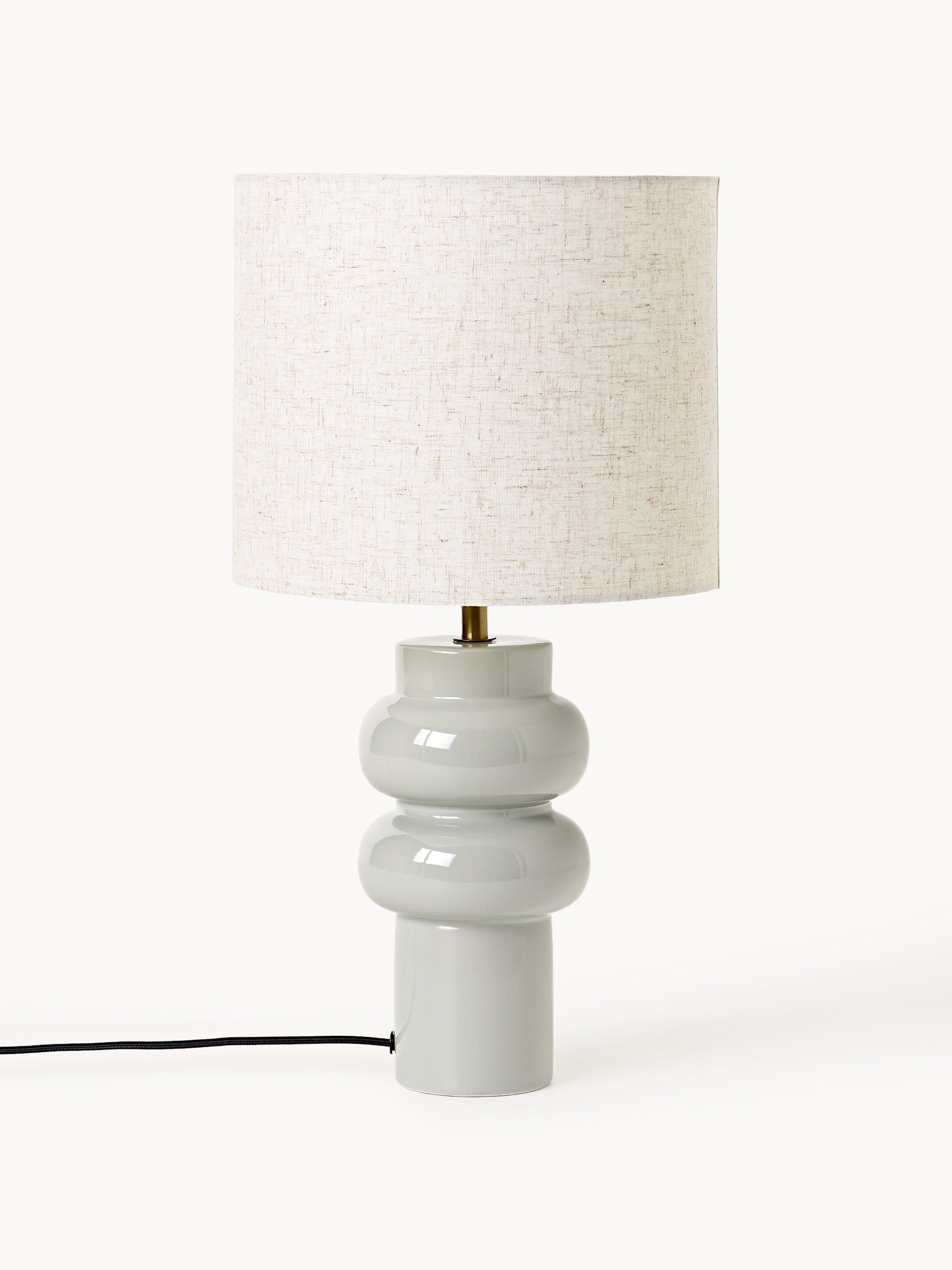 Grande lampe à poser en céramique Vaino - Beige, gris-vert
