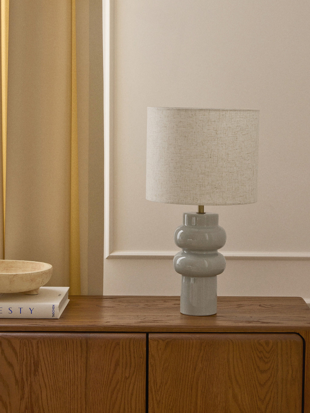 Grande lampe à poser en céramique Vaino - Beige, gris-vert