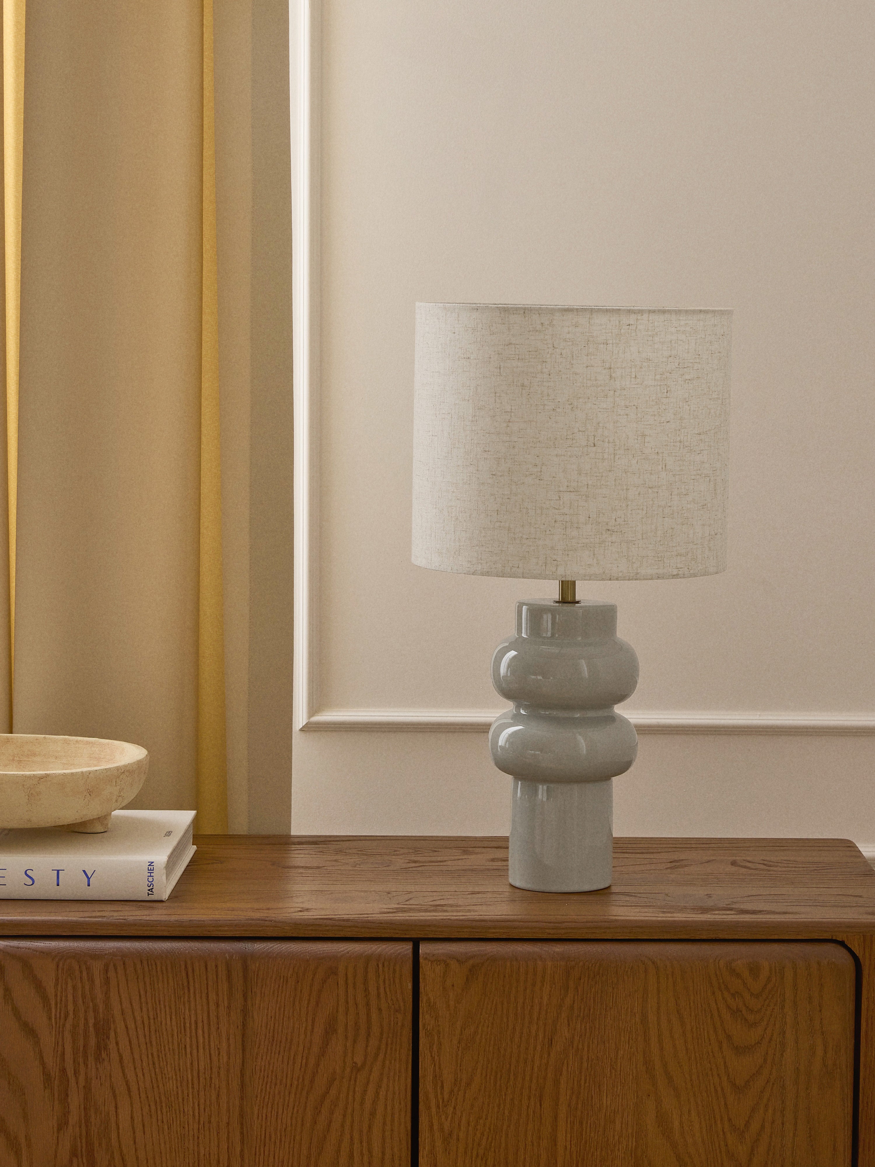 Grande lampe à poser en céramique Vaino - Beige, gris-vert