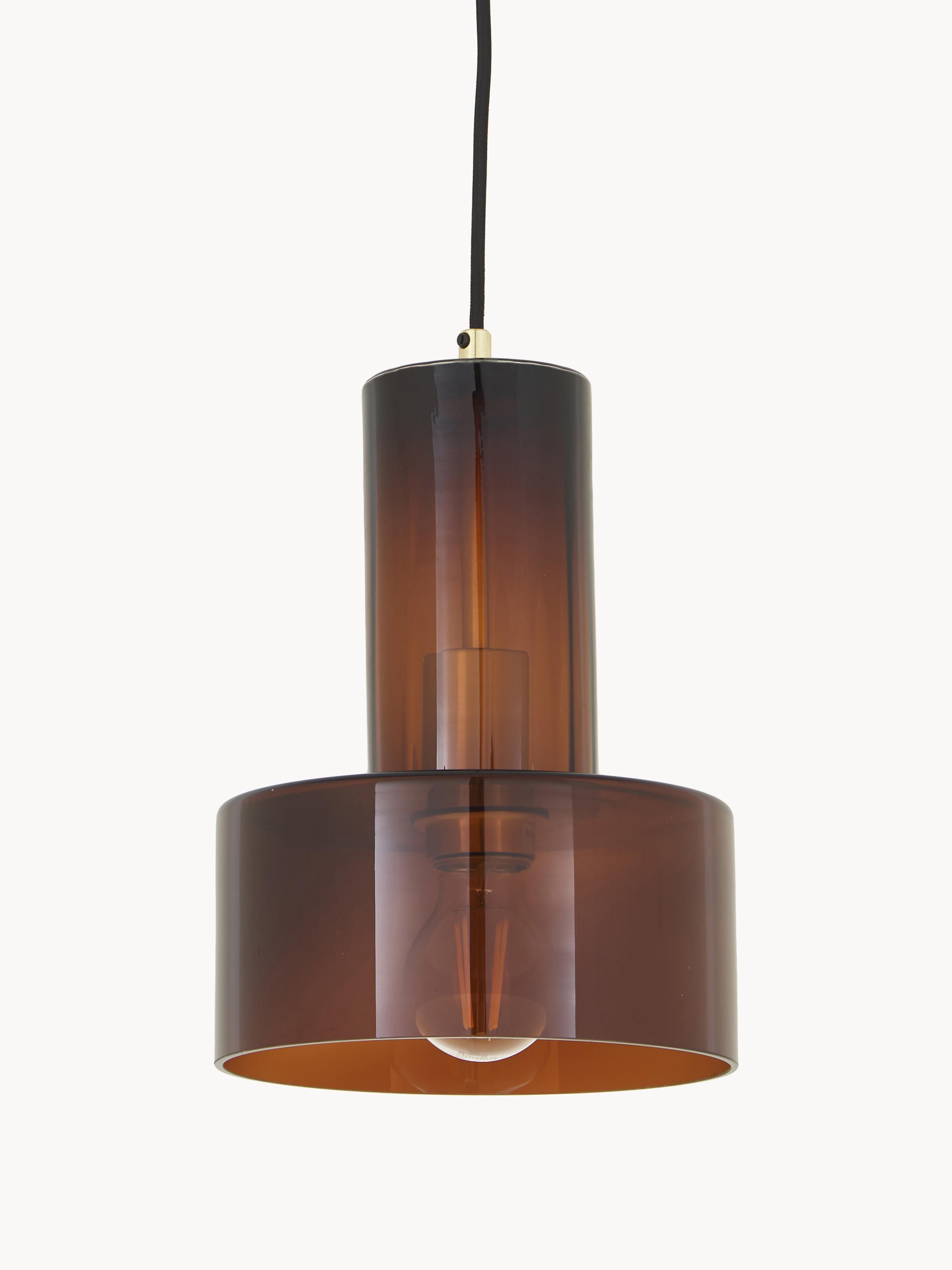 Petite suspension en verre Fredric - Brun, transparent