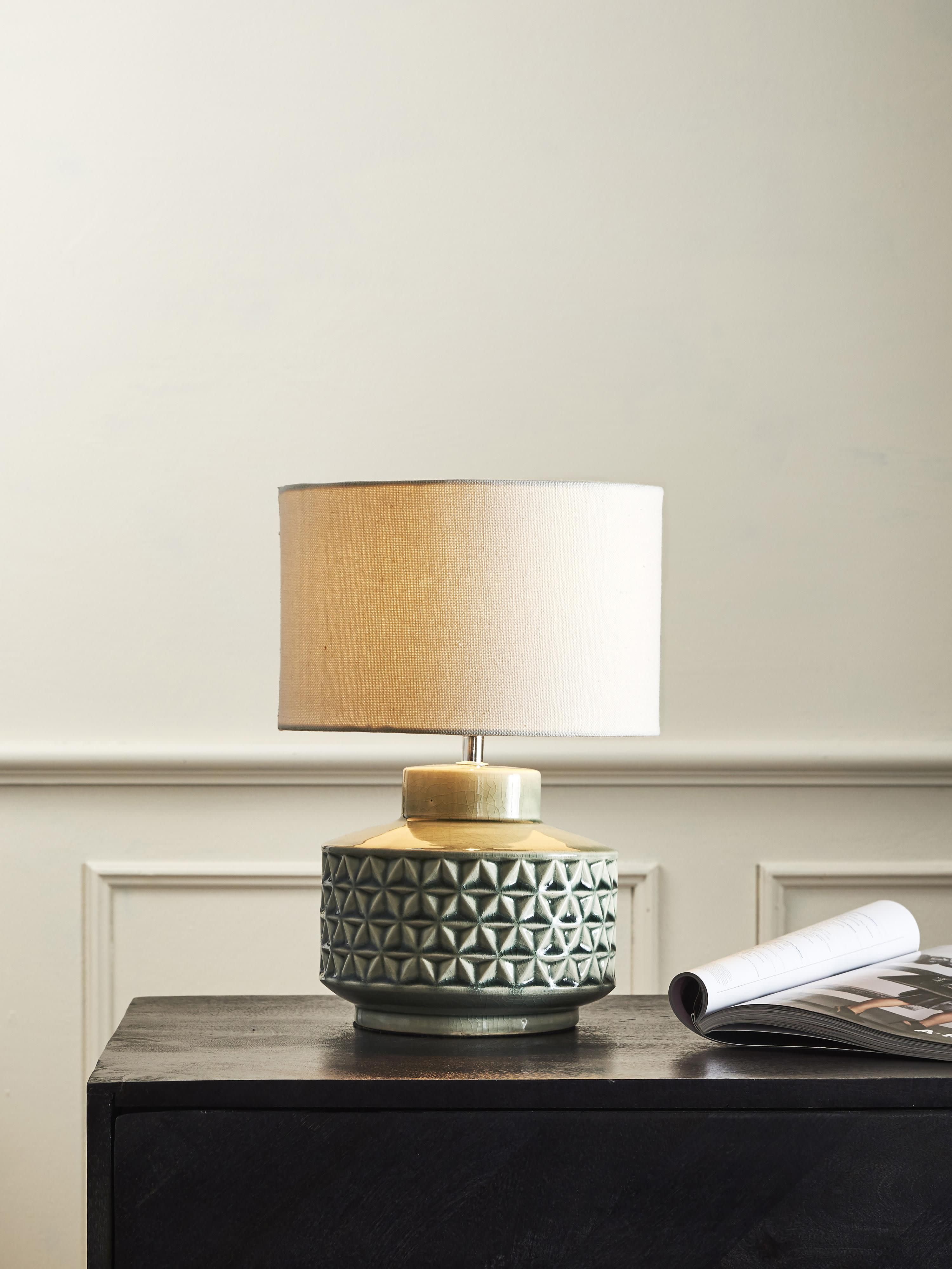 Petite lampe à poser en céramique Karle - Beige, gris