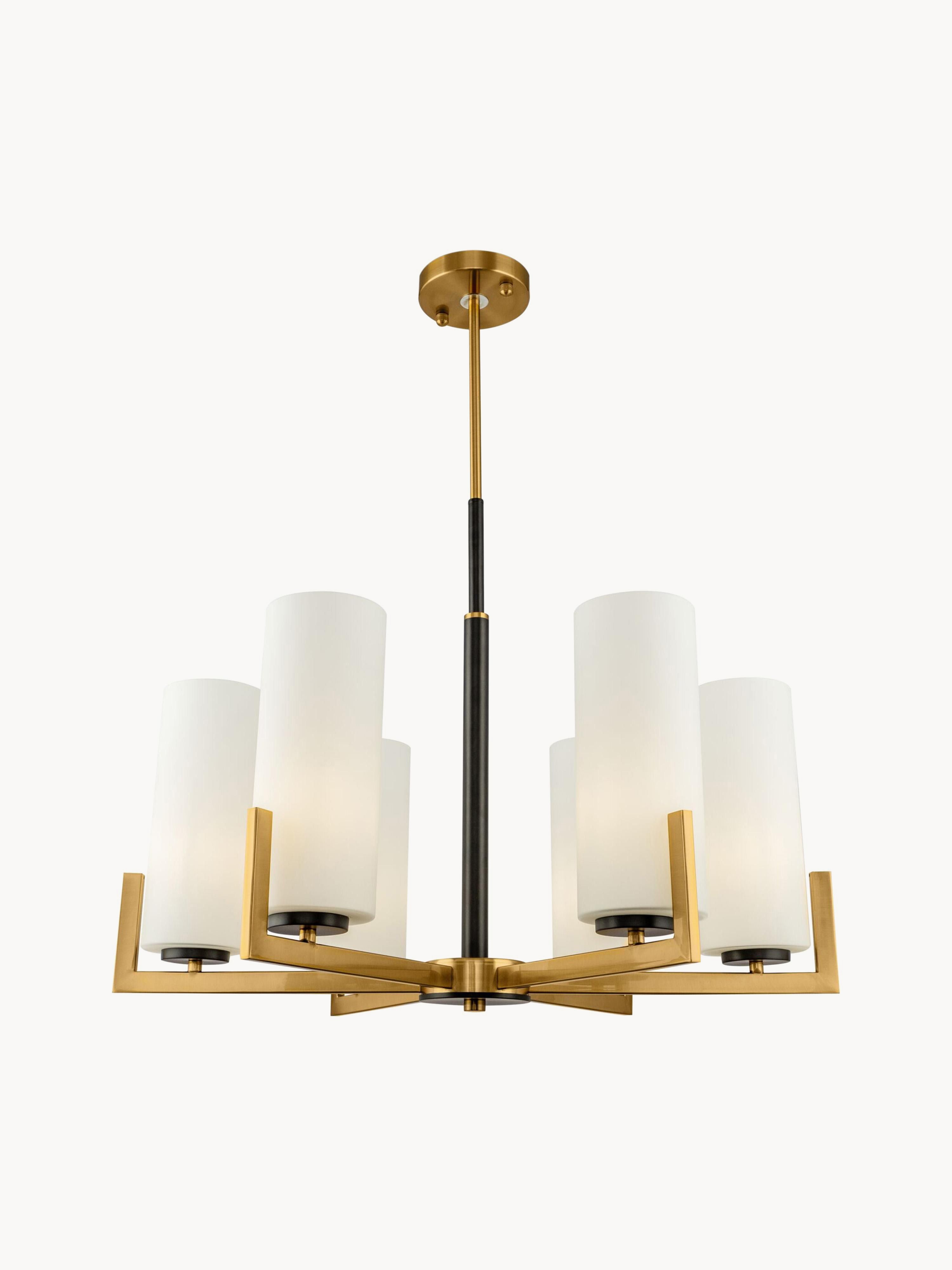 Grand lustre en verre Mors - Blanc, doré