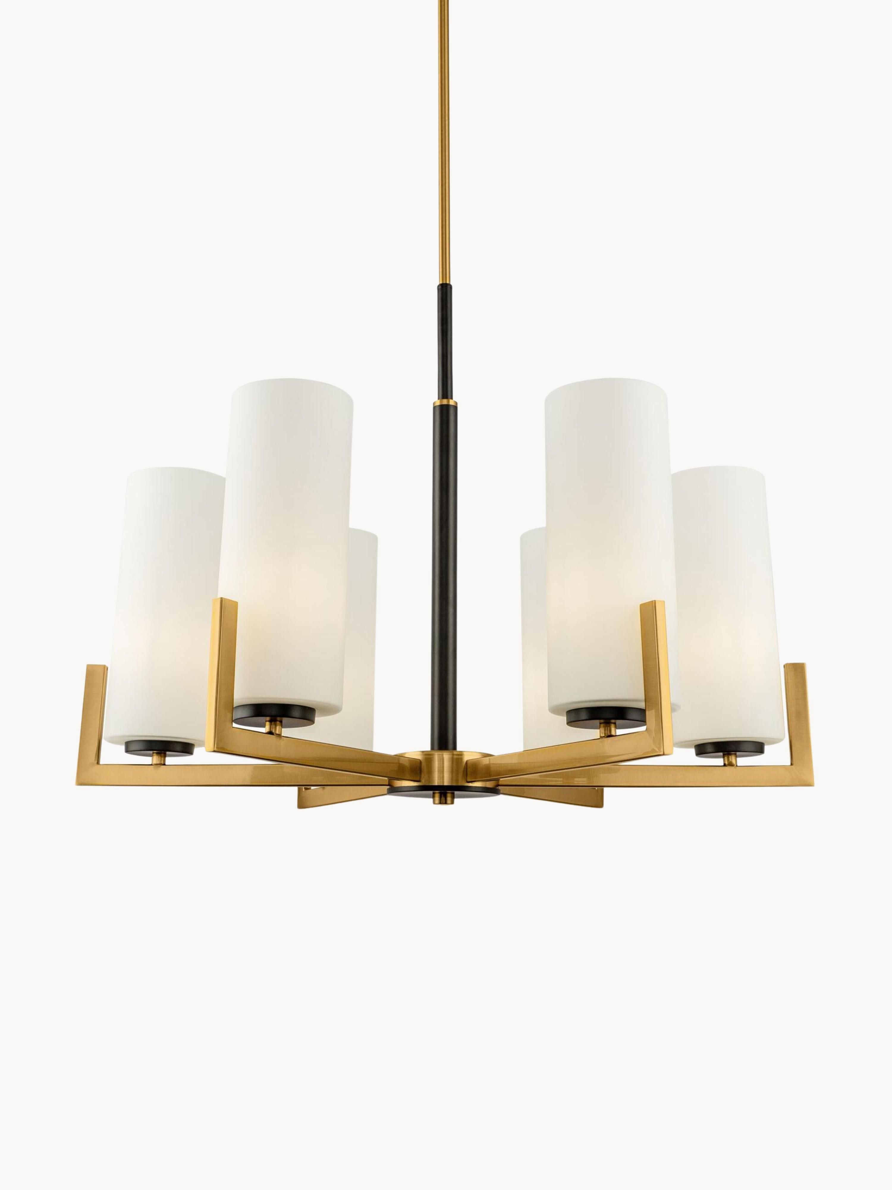 Grand lustre en verre Mors - Blanc, doré
