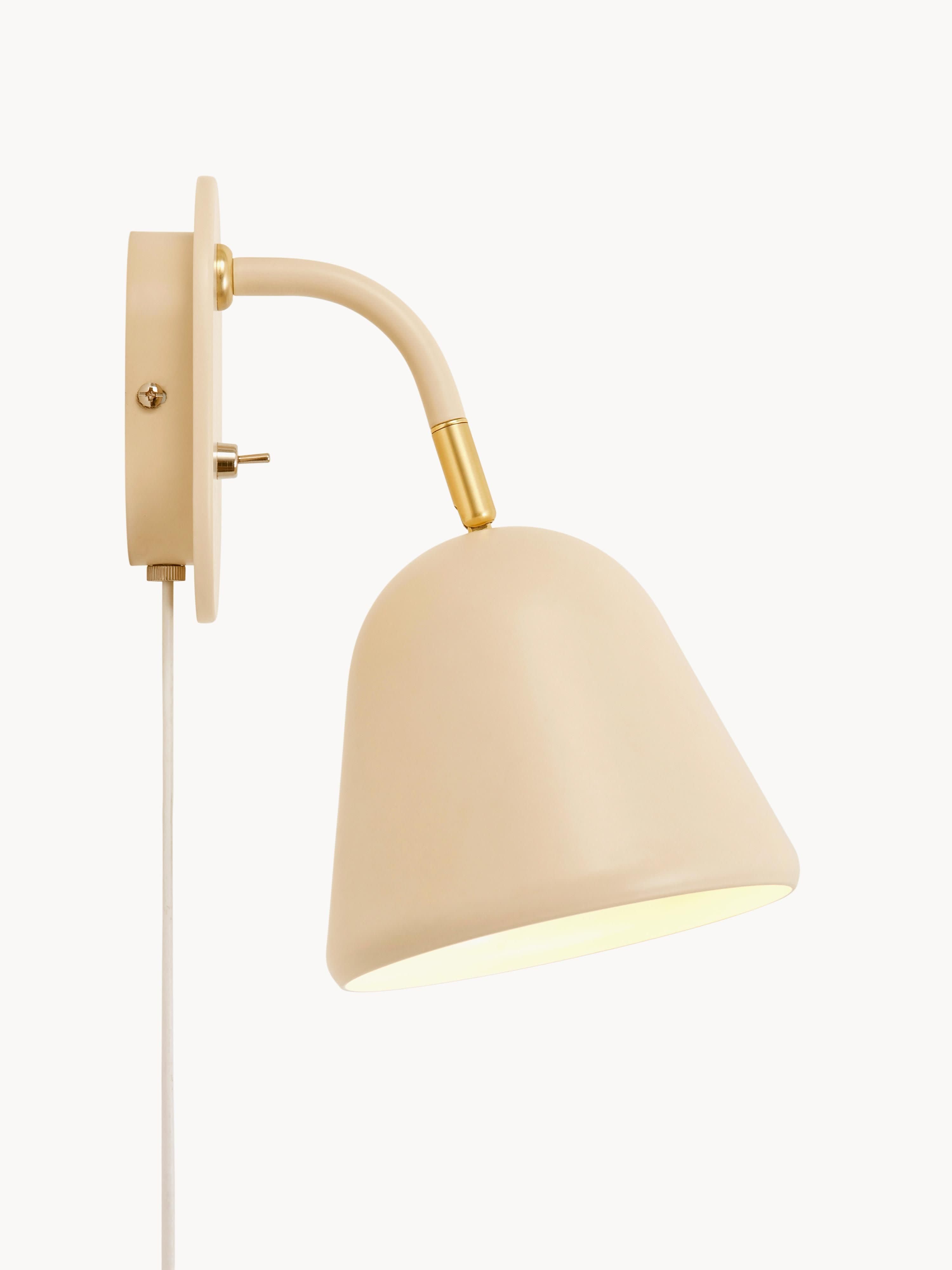 Applique murale orientable avec prise secteur Roni - Abat-jour, pied de lampe : beige
Décor : doré
Câble : blanc