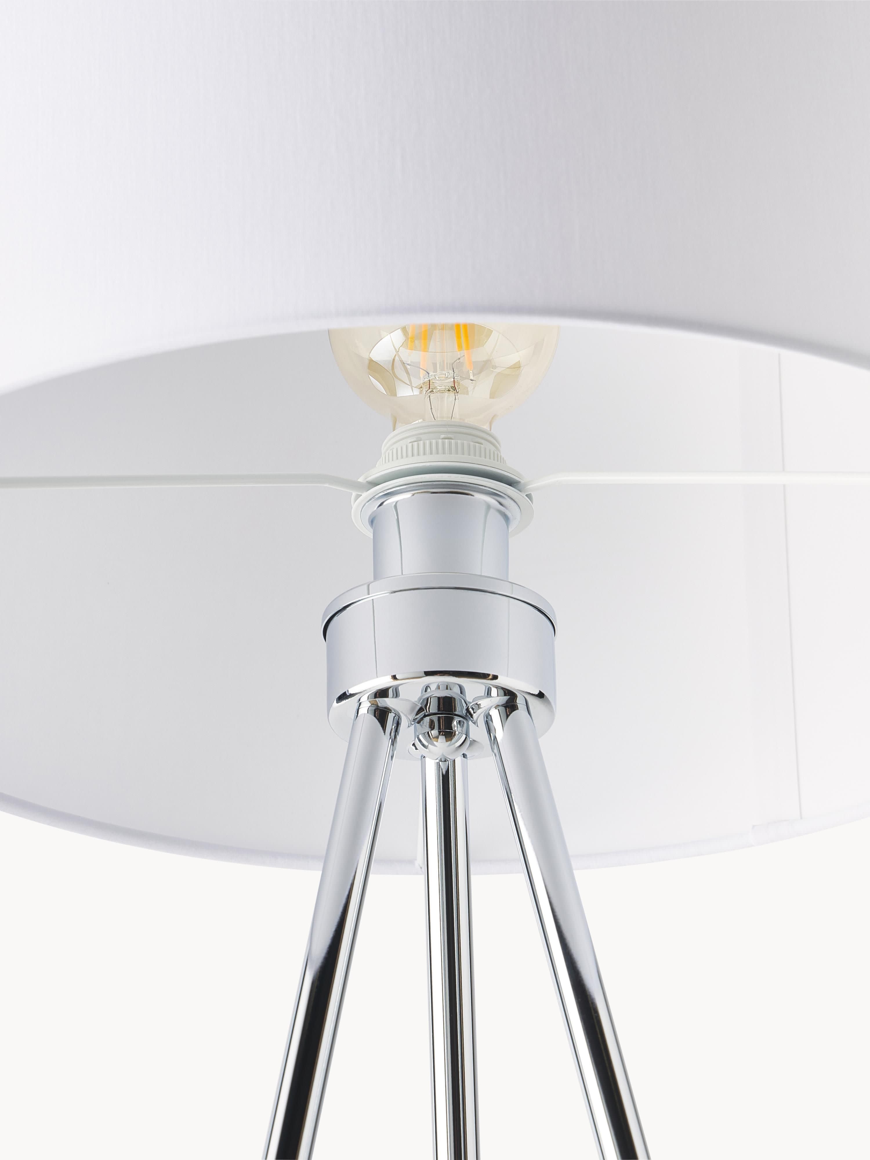 Lampadaire trépied scandi Gylfi - Blanc, gris chrome