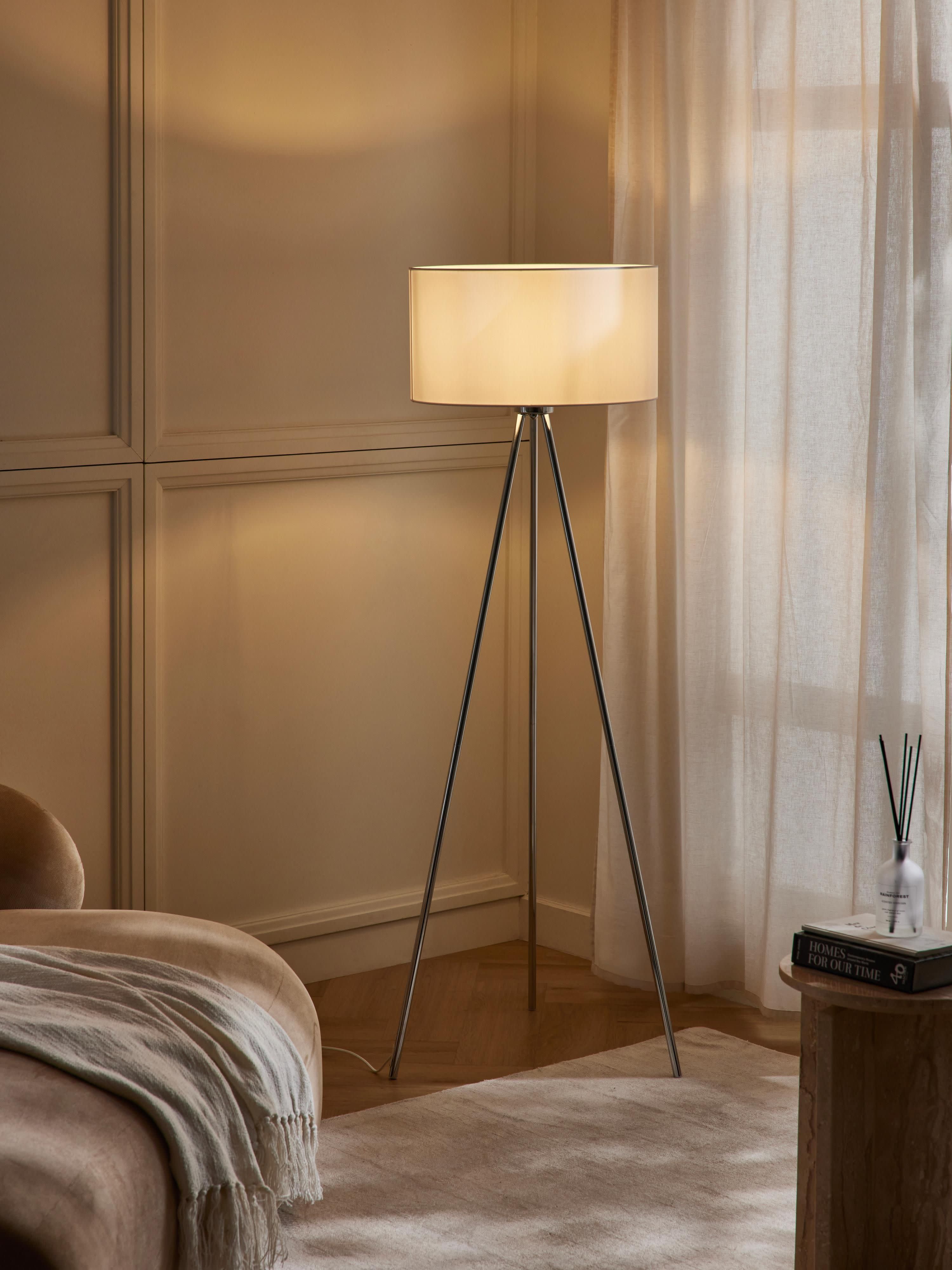 Lampadaire trépied scandi Gylfi - Blanc, gris chrome
