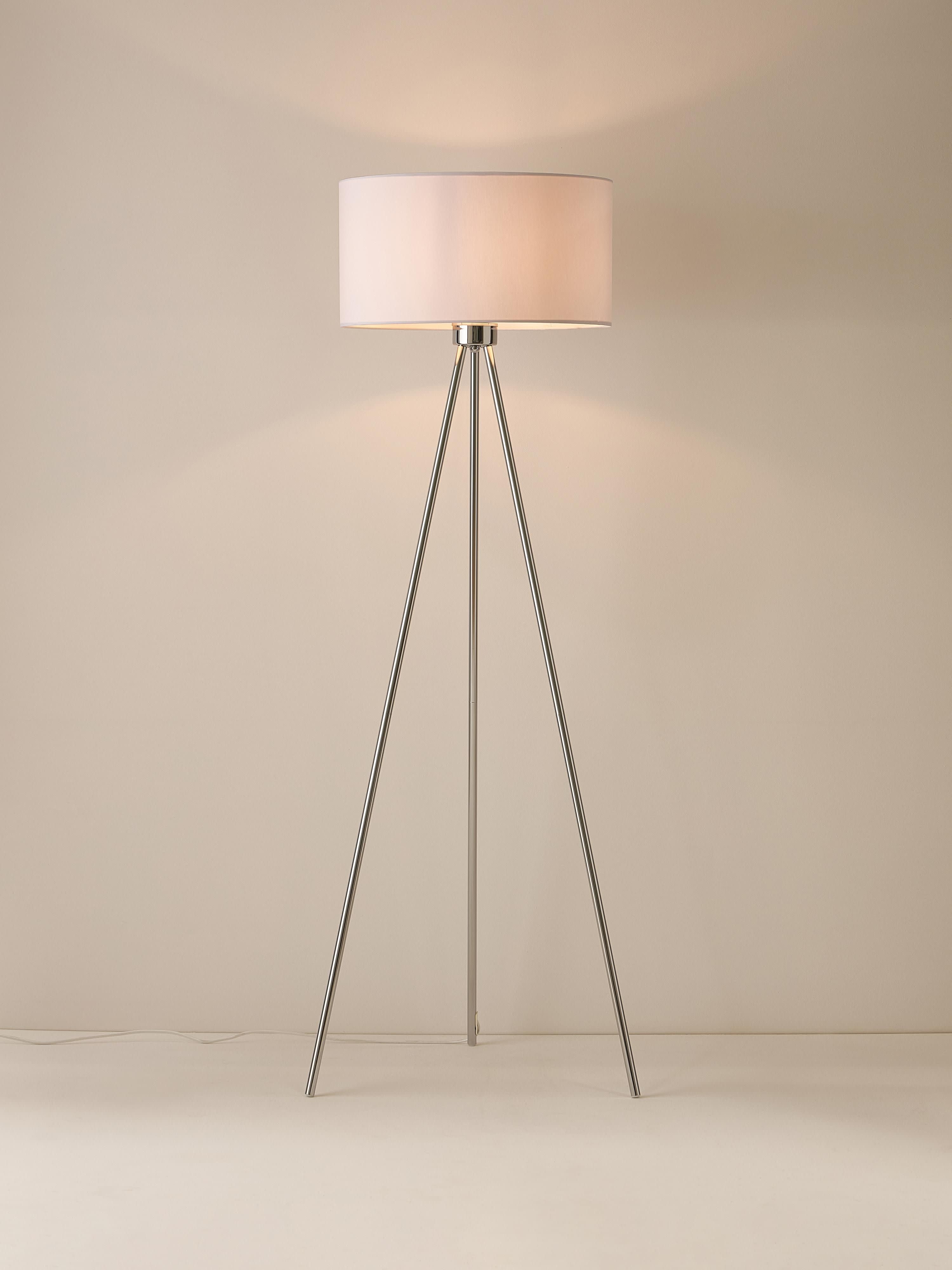 Lampadaire trépied scandi Gylfi - Blanc, gris chrome