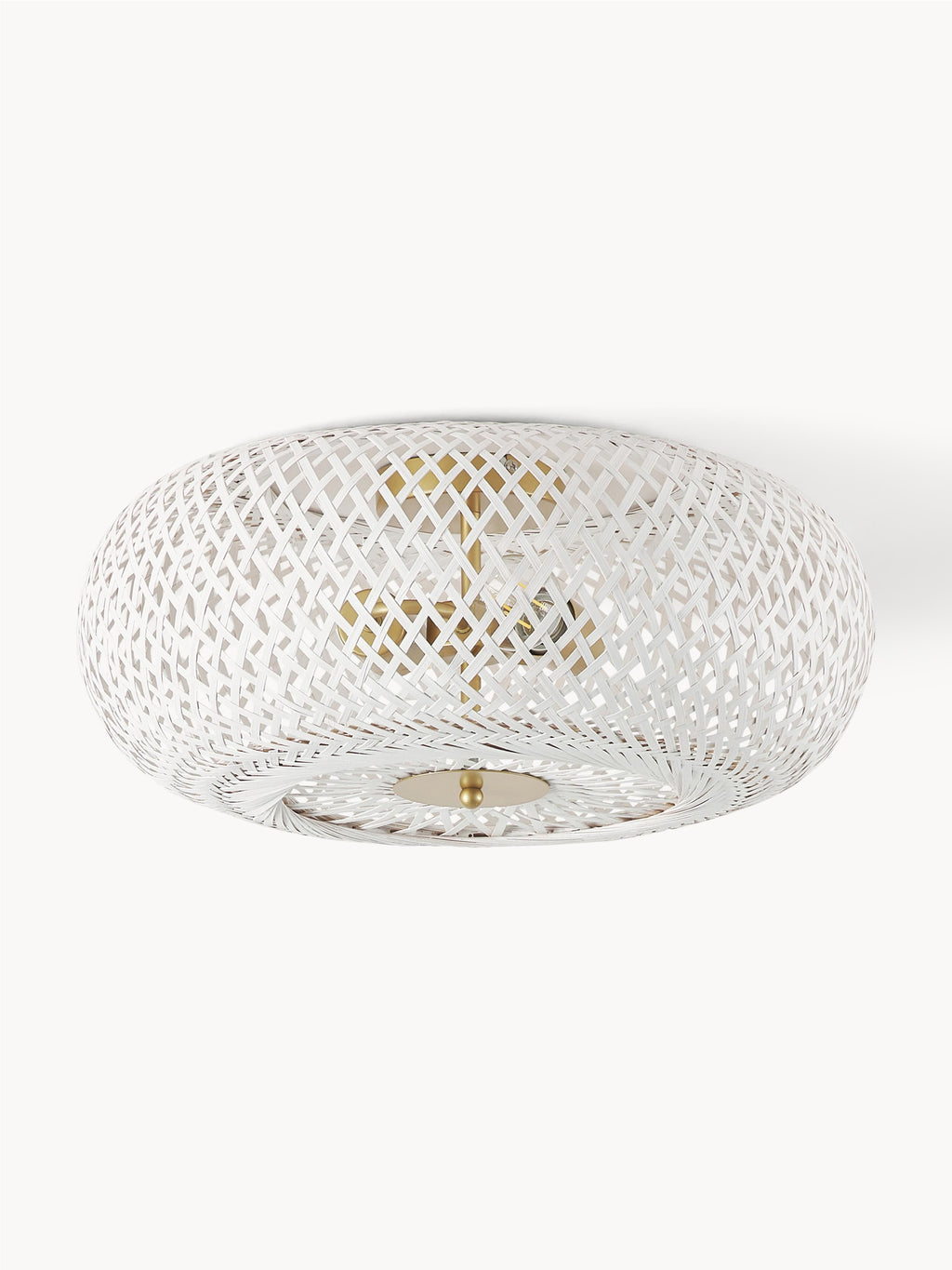 Plafonnier design en bambou Lyon - Blanc, doré