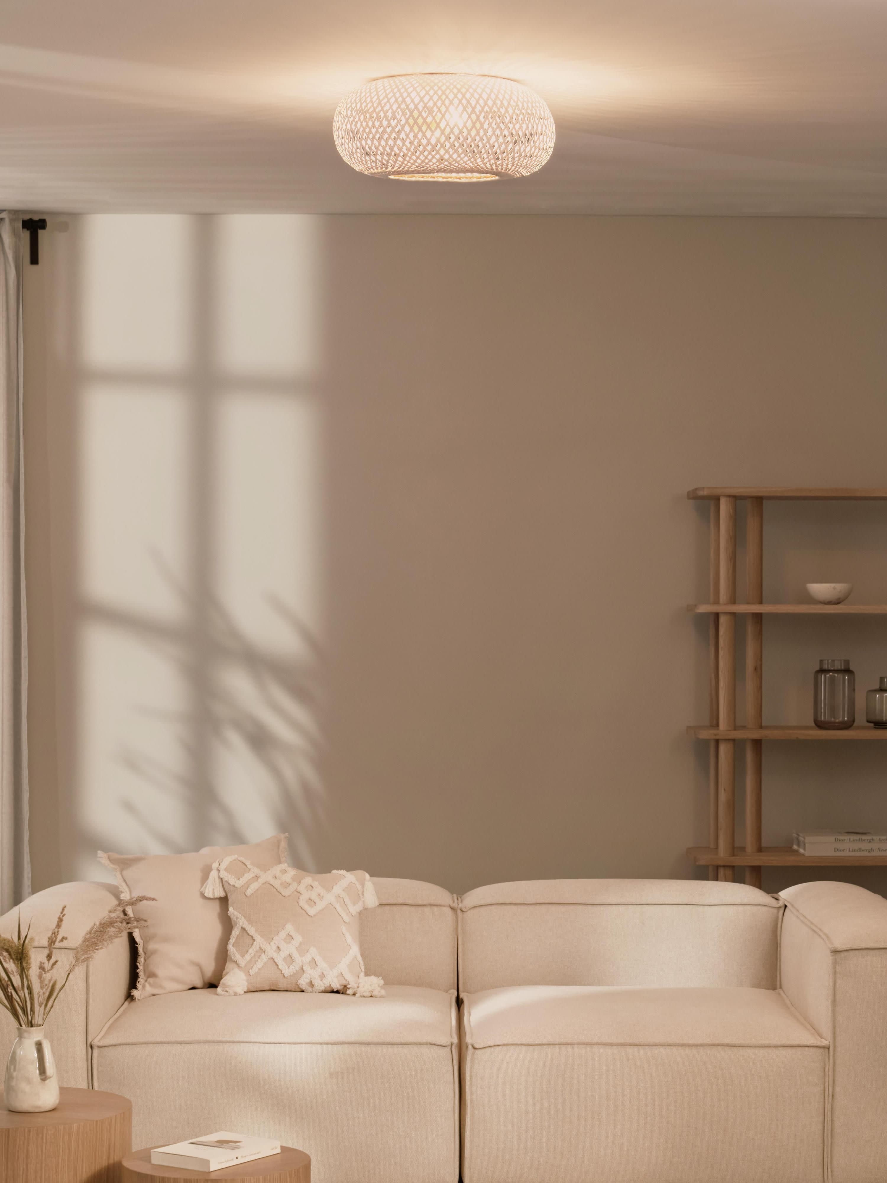 Plafonnier design en bambou Lyon - Blanc, doré