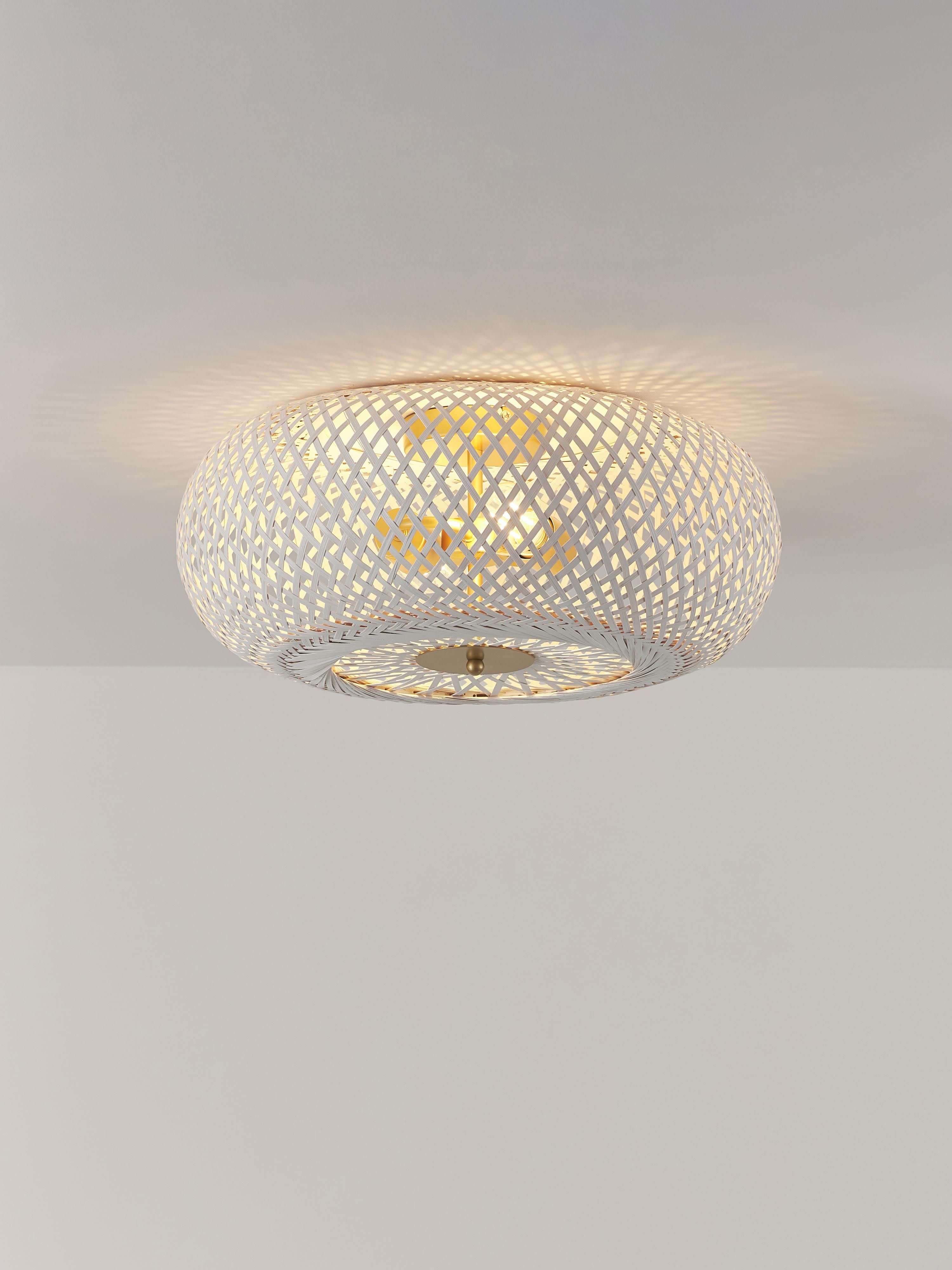 Plafonnier design en bambou Lyon - Blanc, doré