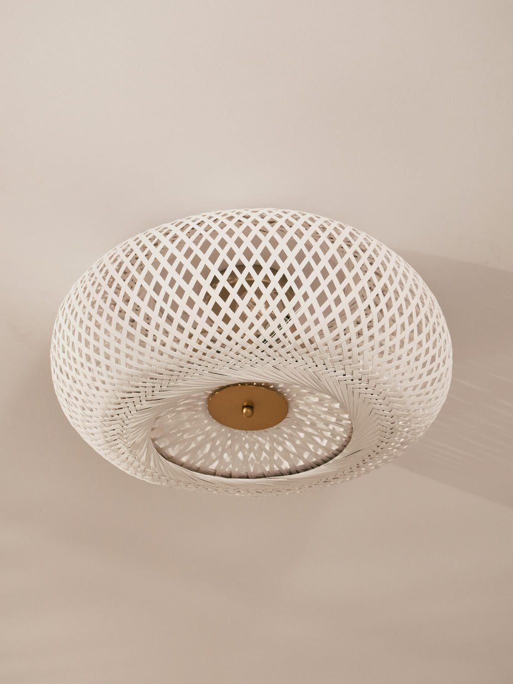 Plafonnier design en bambou Lyon - Blanc, doré