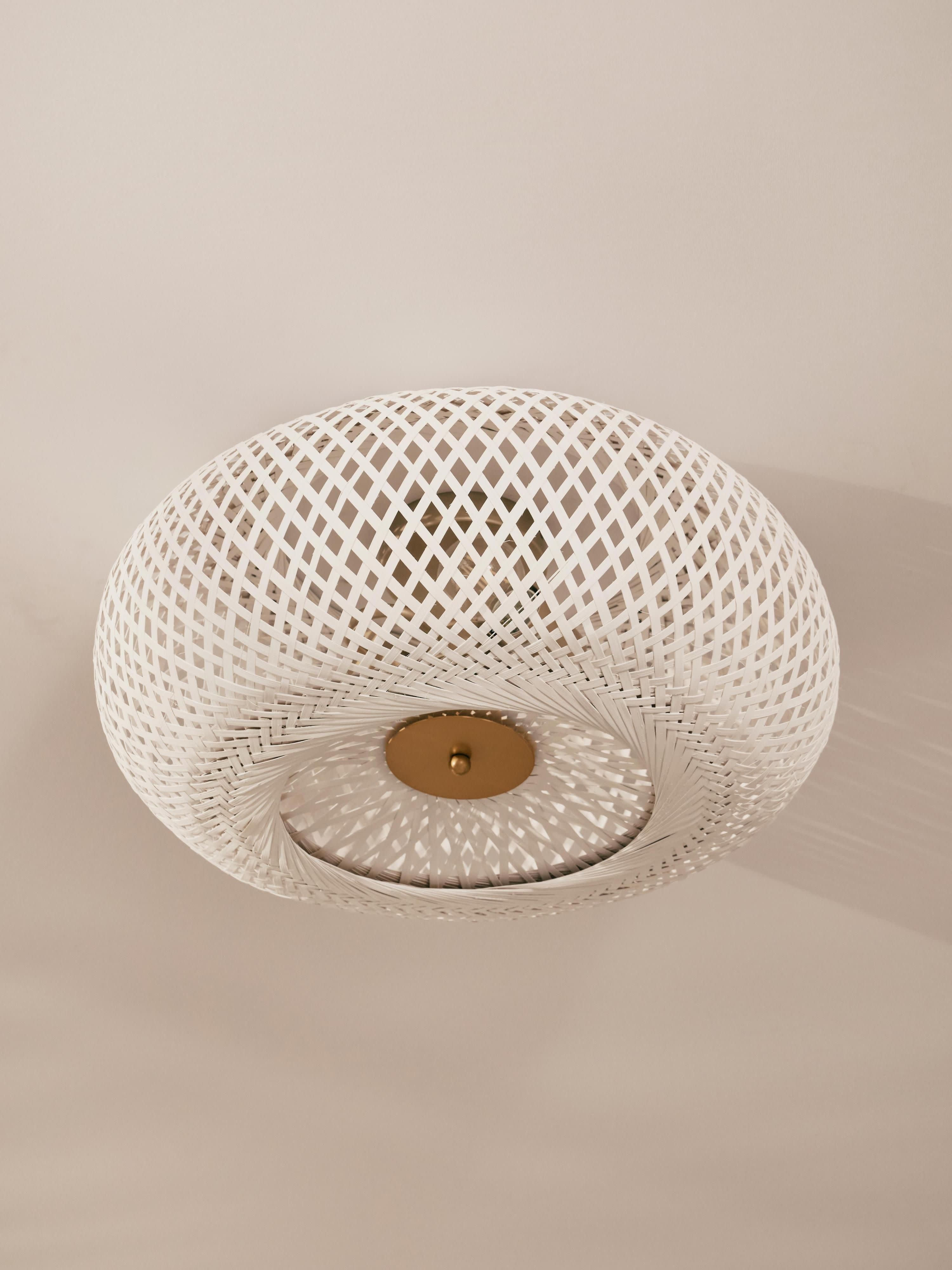 Plafonnier design en bambou Lyon - Blanc, doré