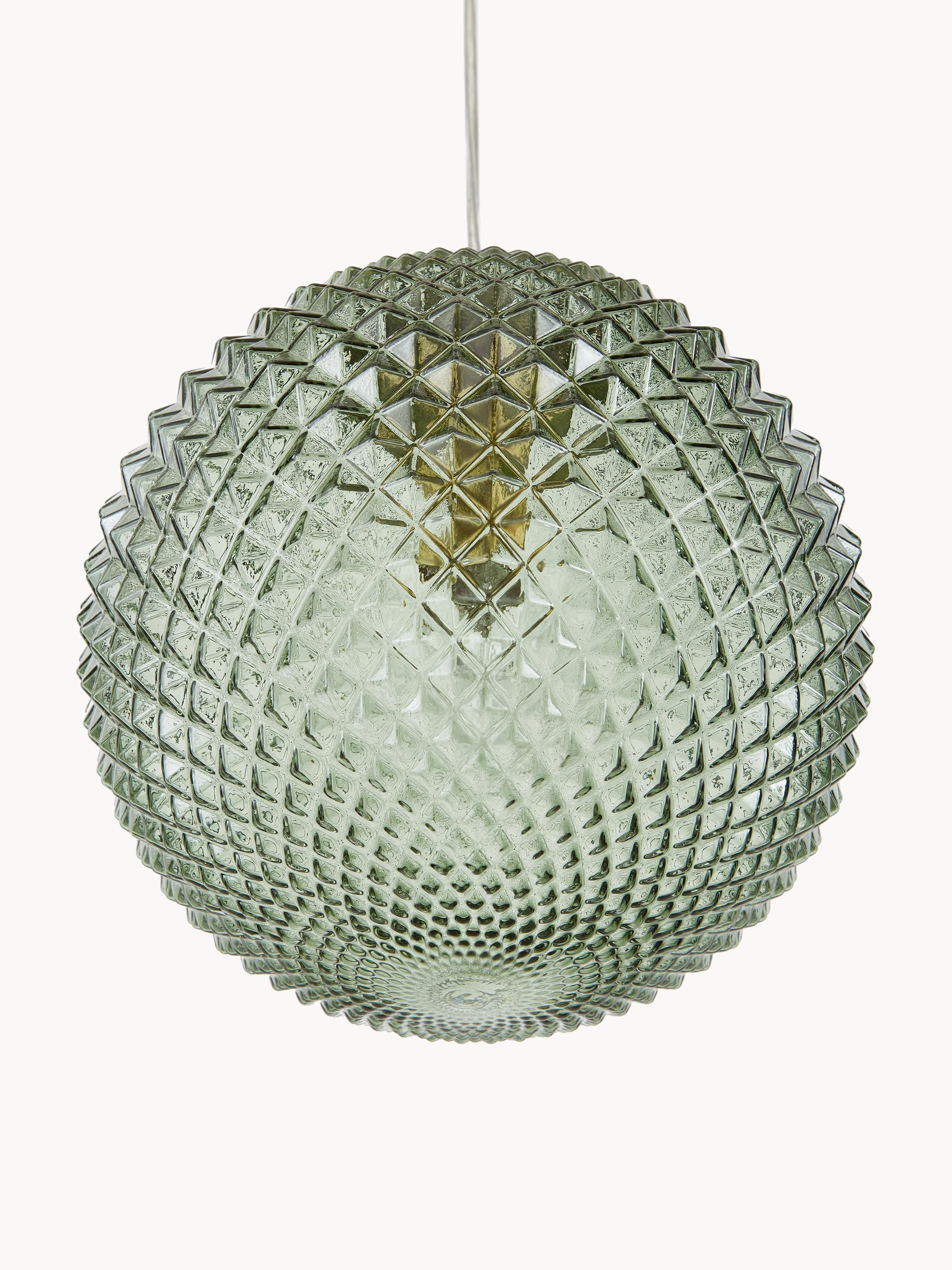 Petite suspension en verre Lael - Doré, vert foncé