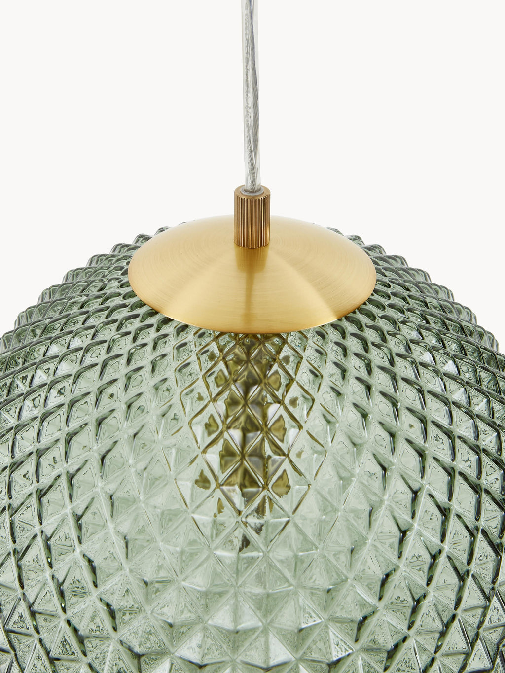 Petite suspension en verre Lael - Doré, vert foncé