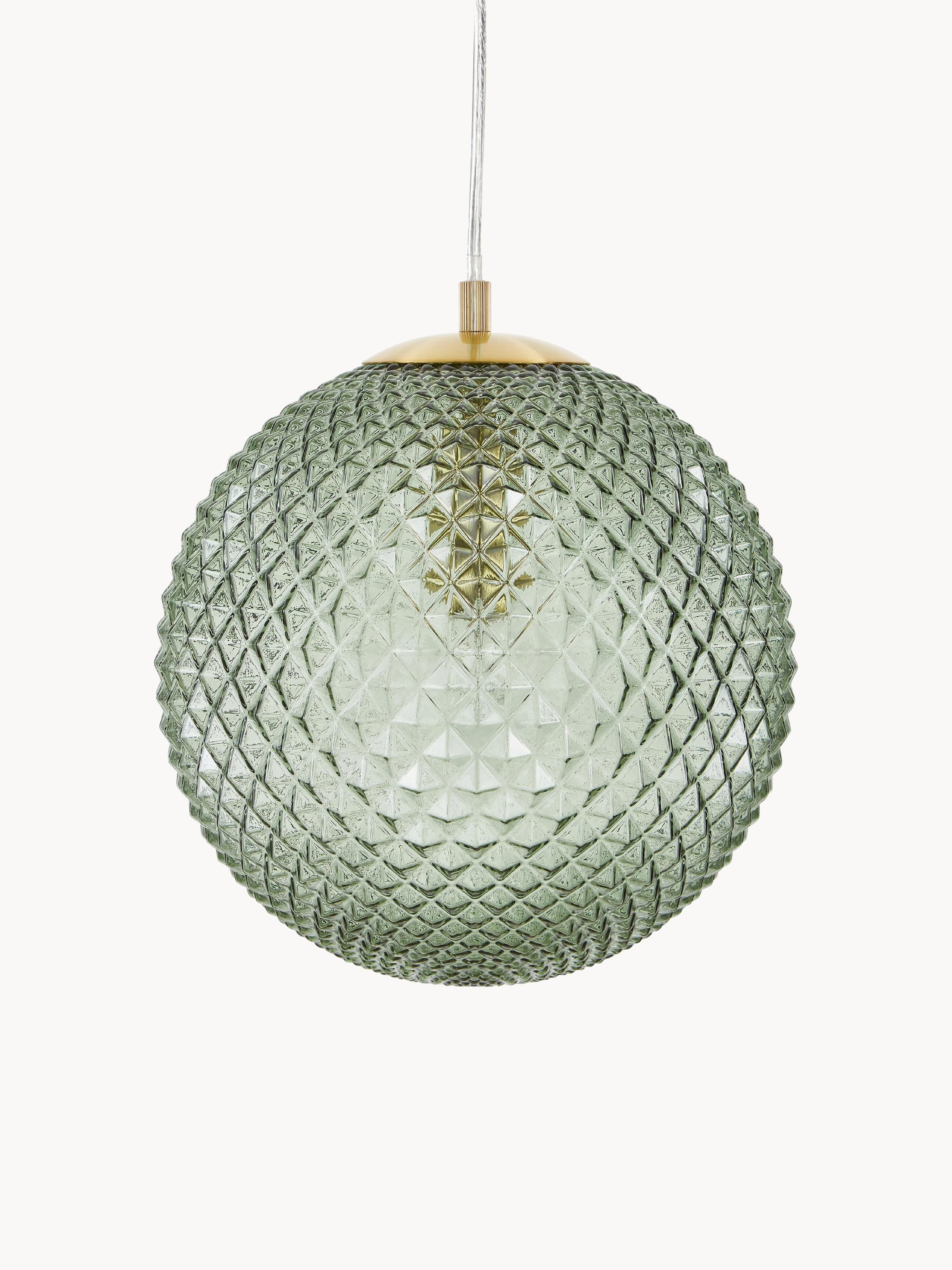 Petite suspension en verre Lael - Doré, vert foncé