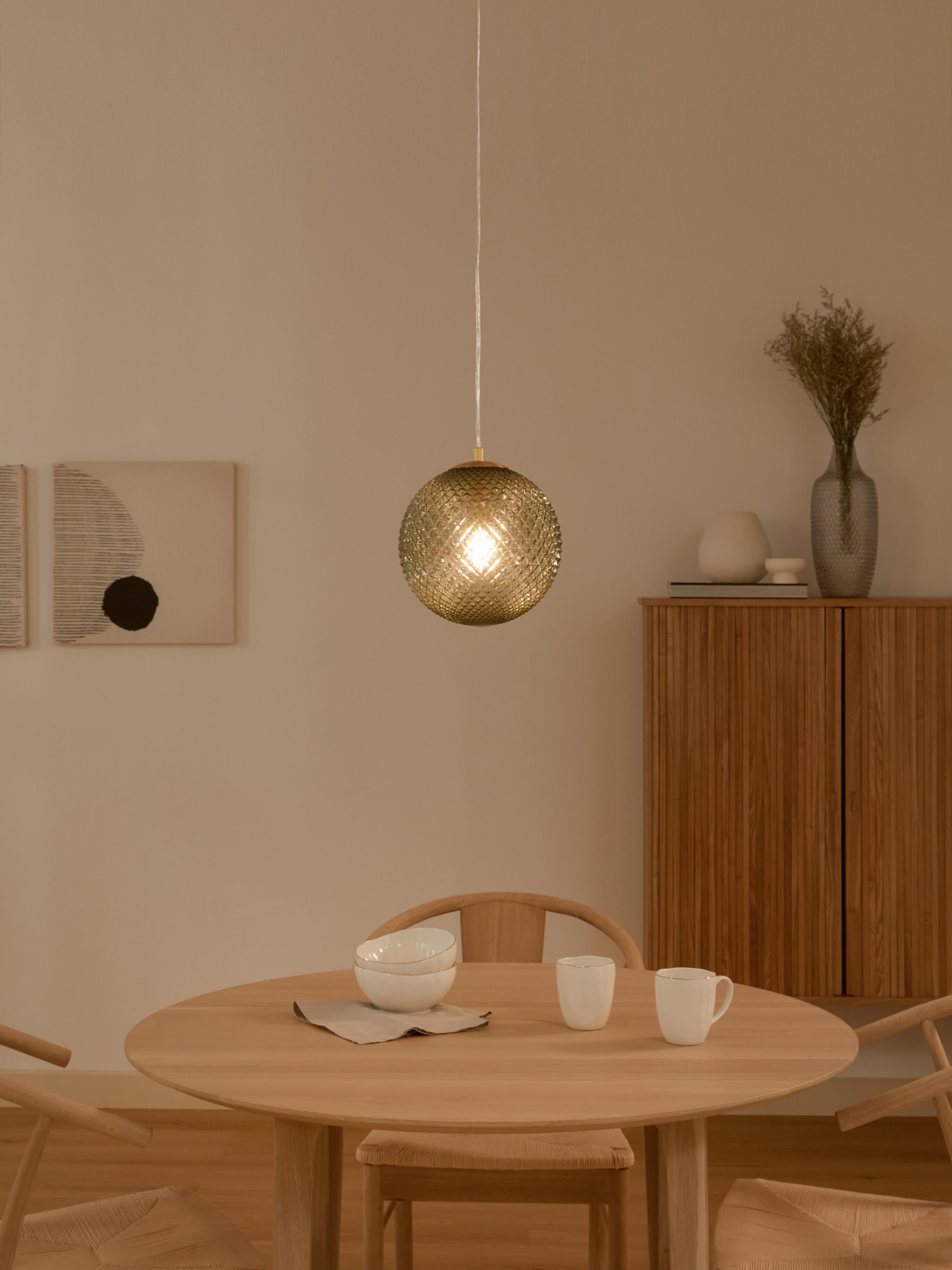 Petite suspension en verre Lael - Doré, vert foncé