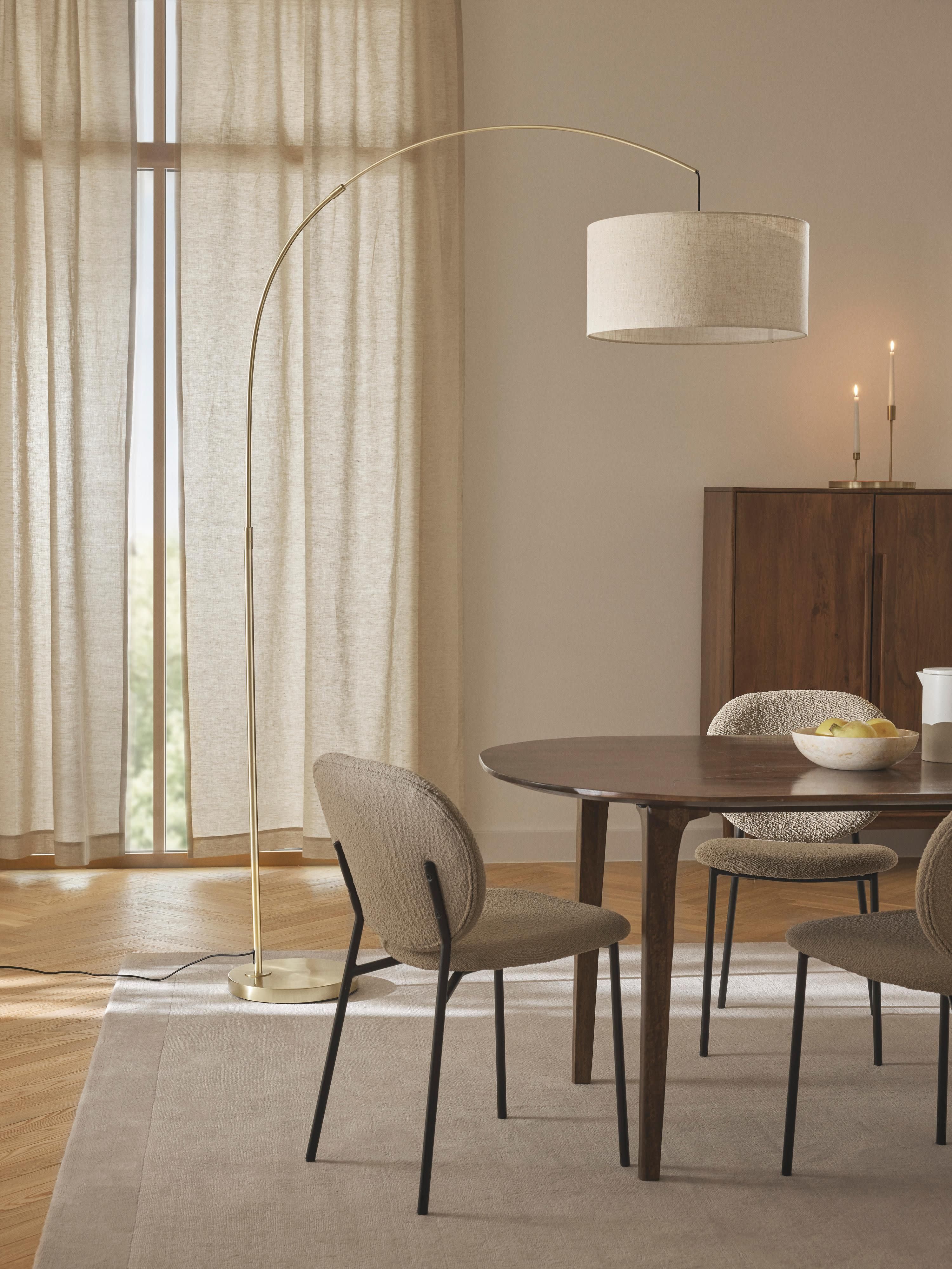 Grand lampadaire arc Cree - Beige clair, doré