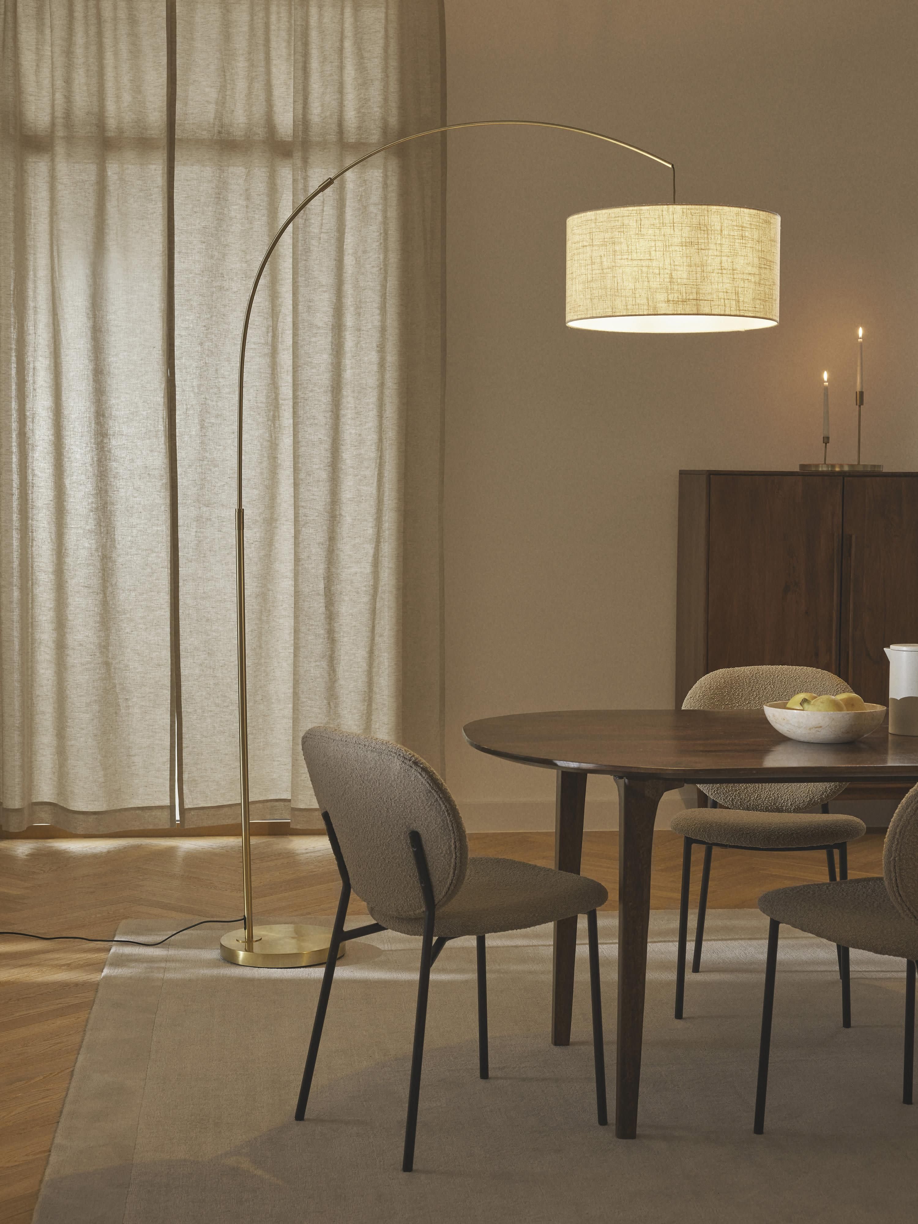 Grand lampadaire arc Cree - Beige clair, doré
