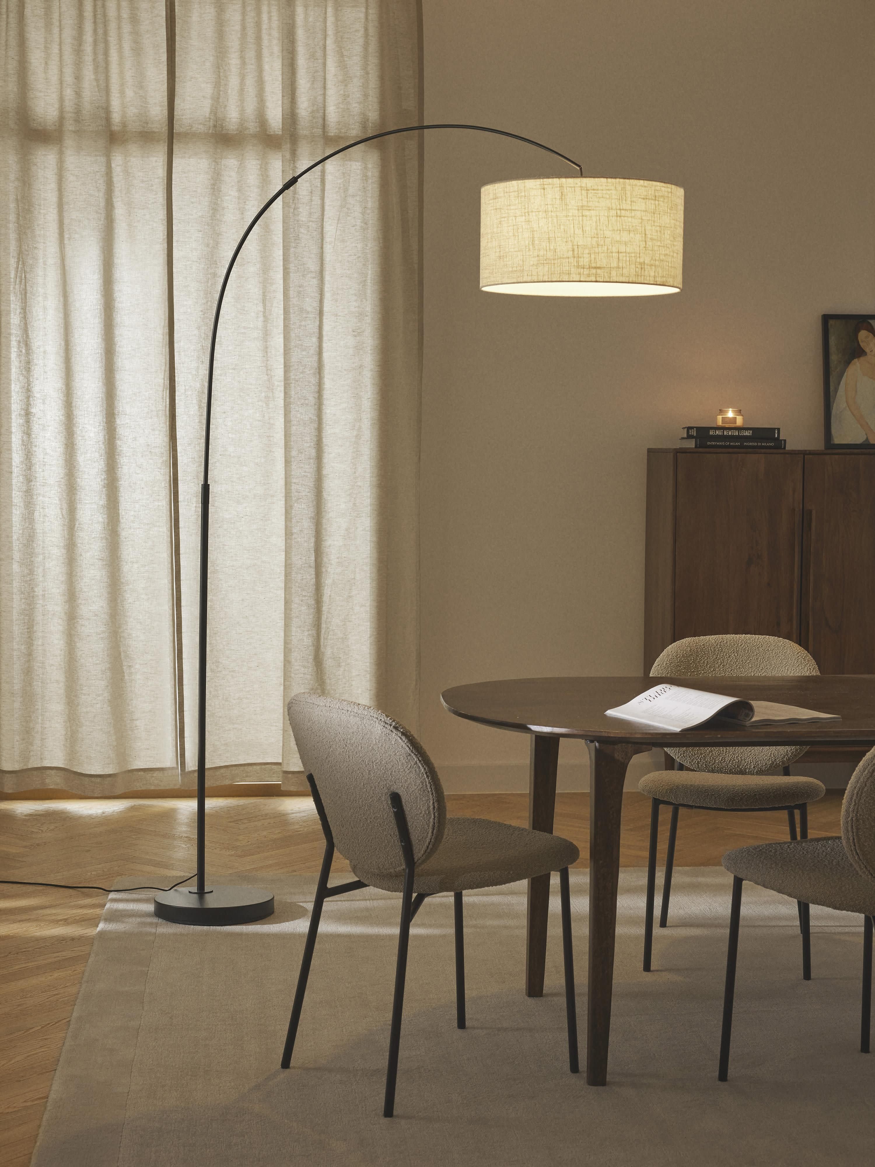 Grand lampadaire arc Cree - Beige clair, noir