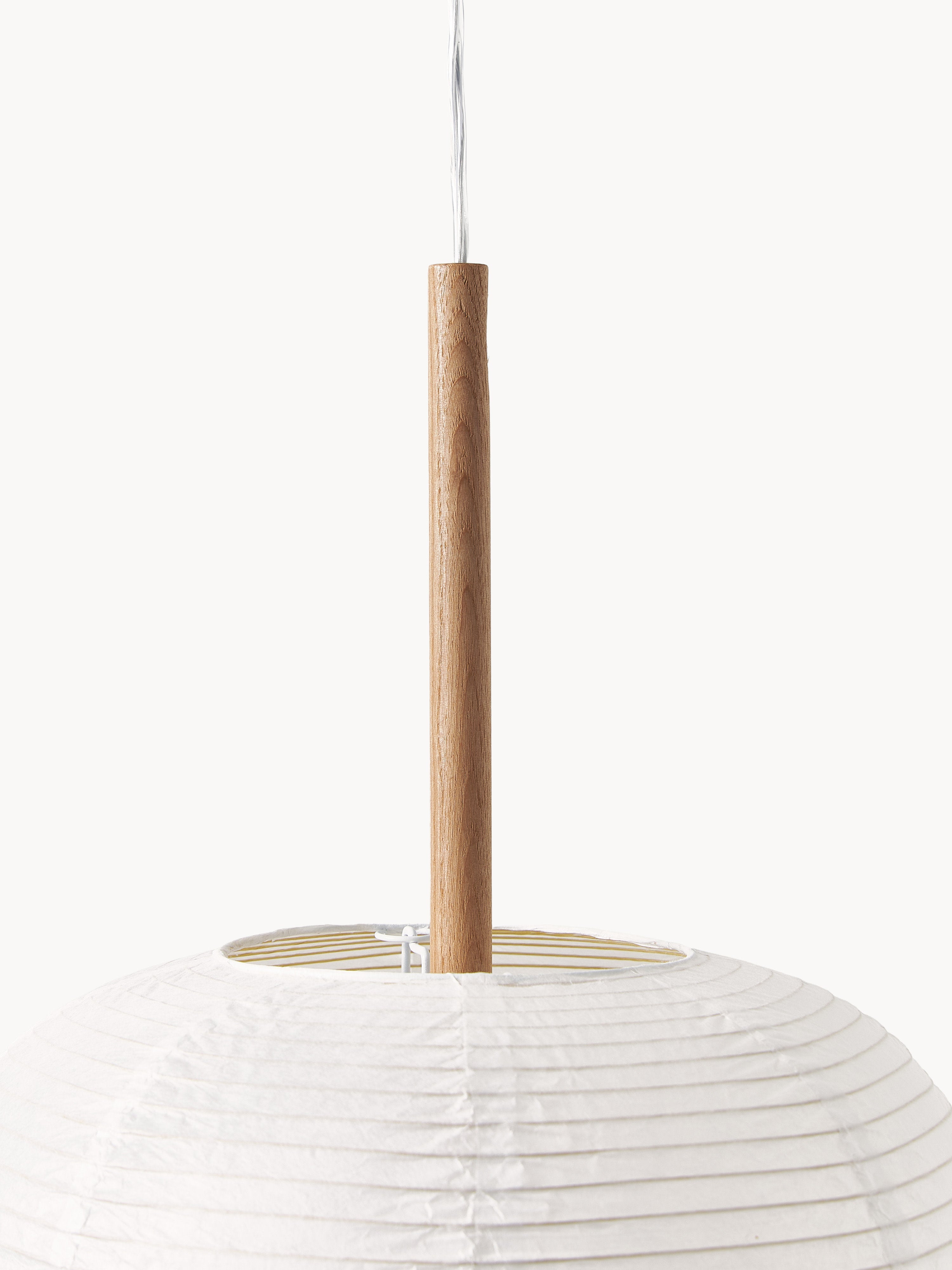 Suspension design en papier de riz Plato - Blanc, bois clair