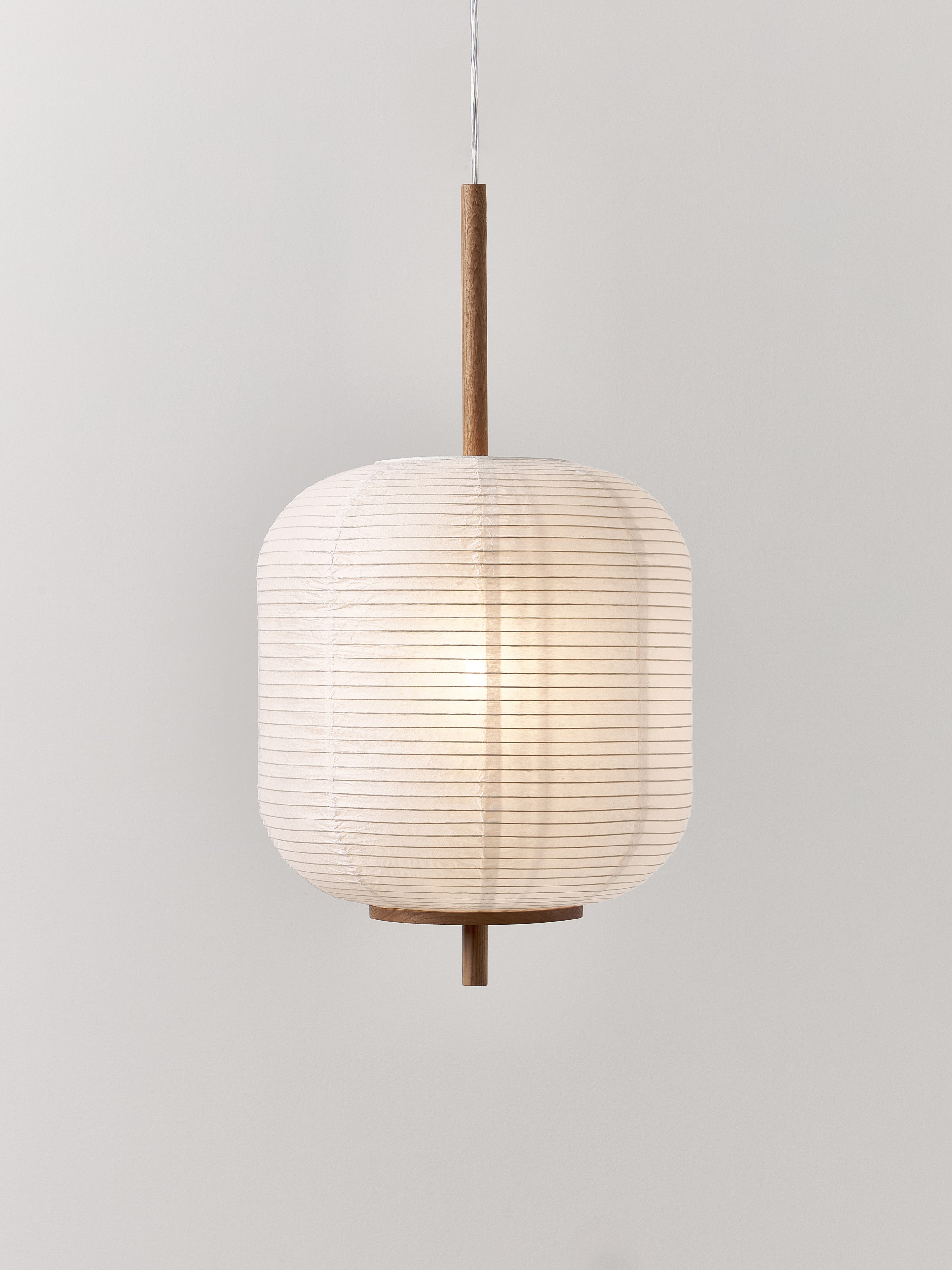 Suspension design en papier de riz Plato - Blanc, bois clair