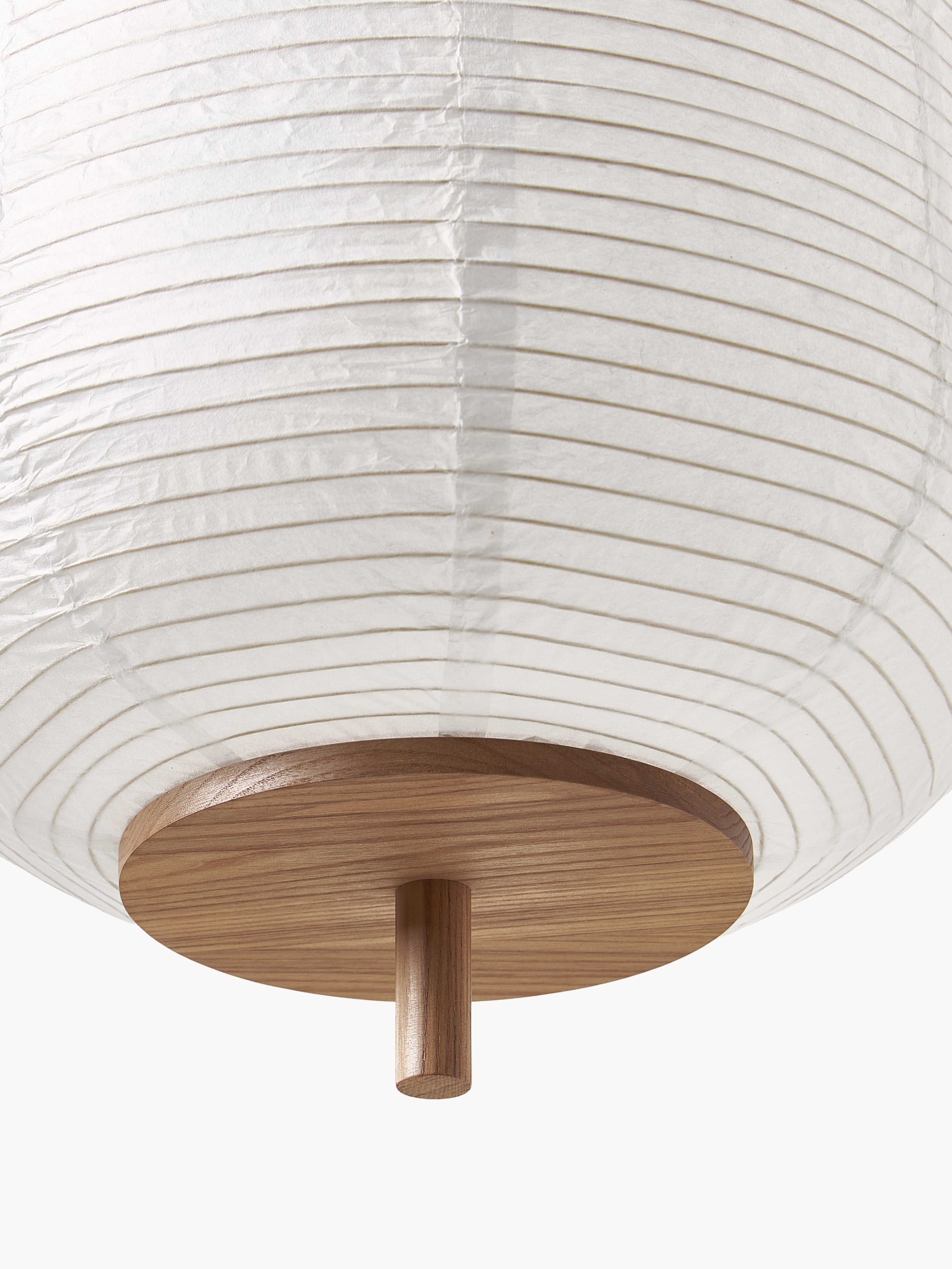 Suspension design en papier de riz Plato - Blanc, bois clair