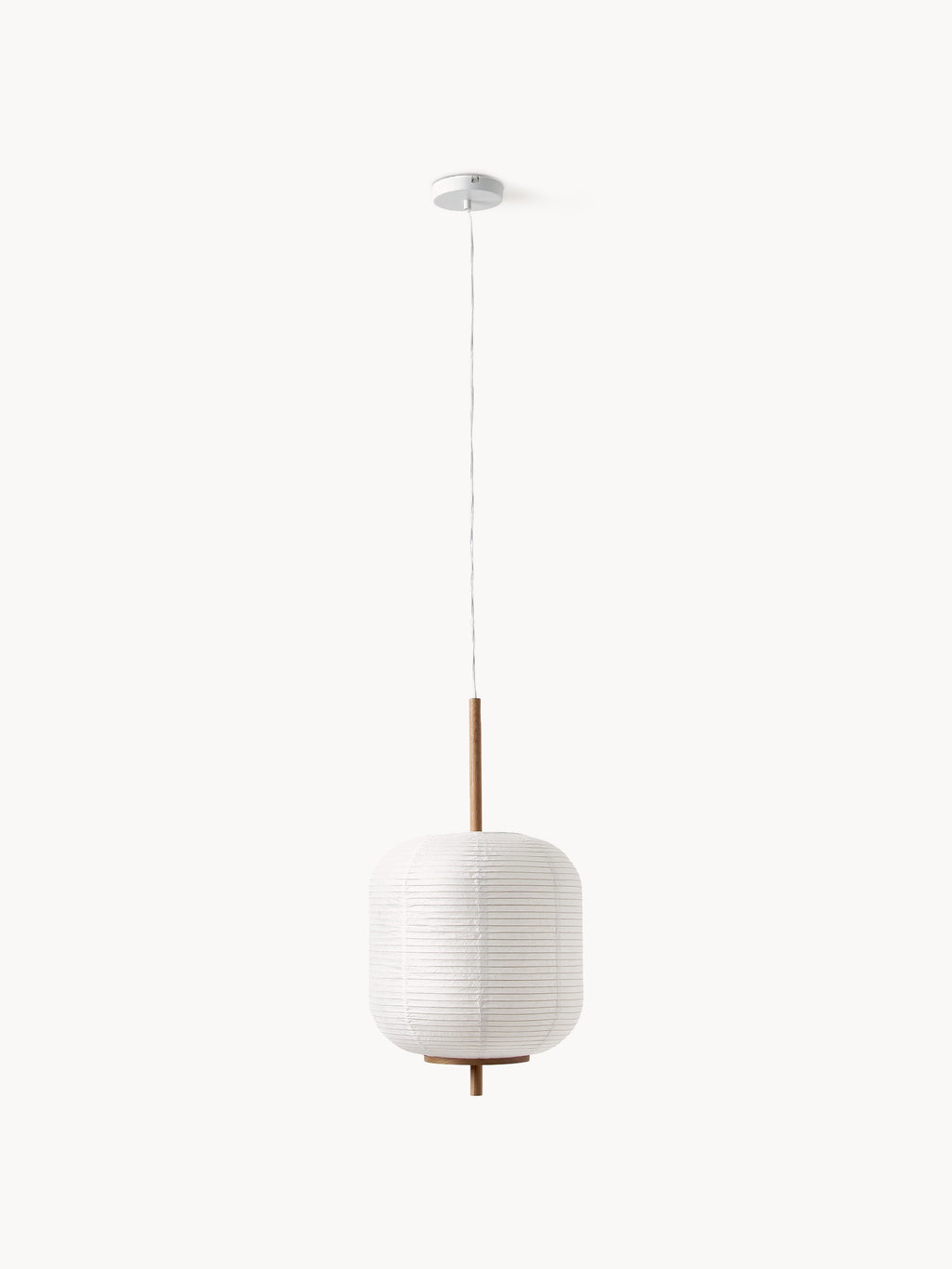 Suspension design en papier de riz Plato - Blanc, bois clair