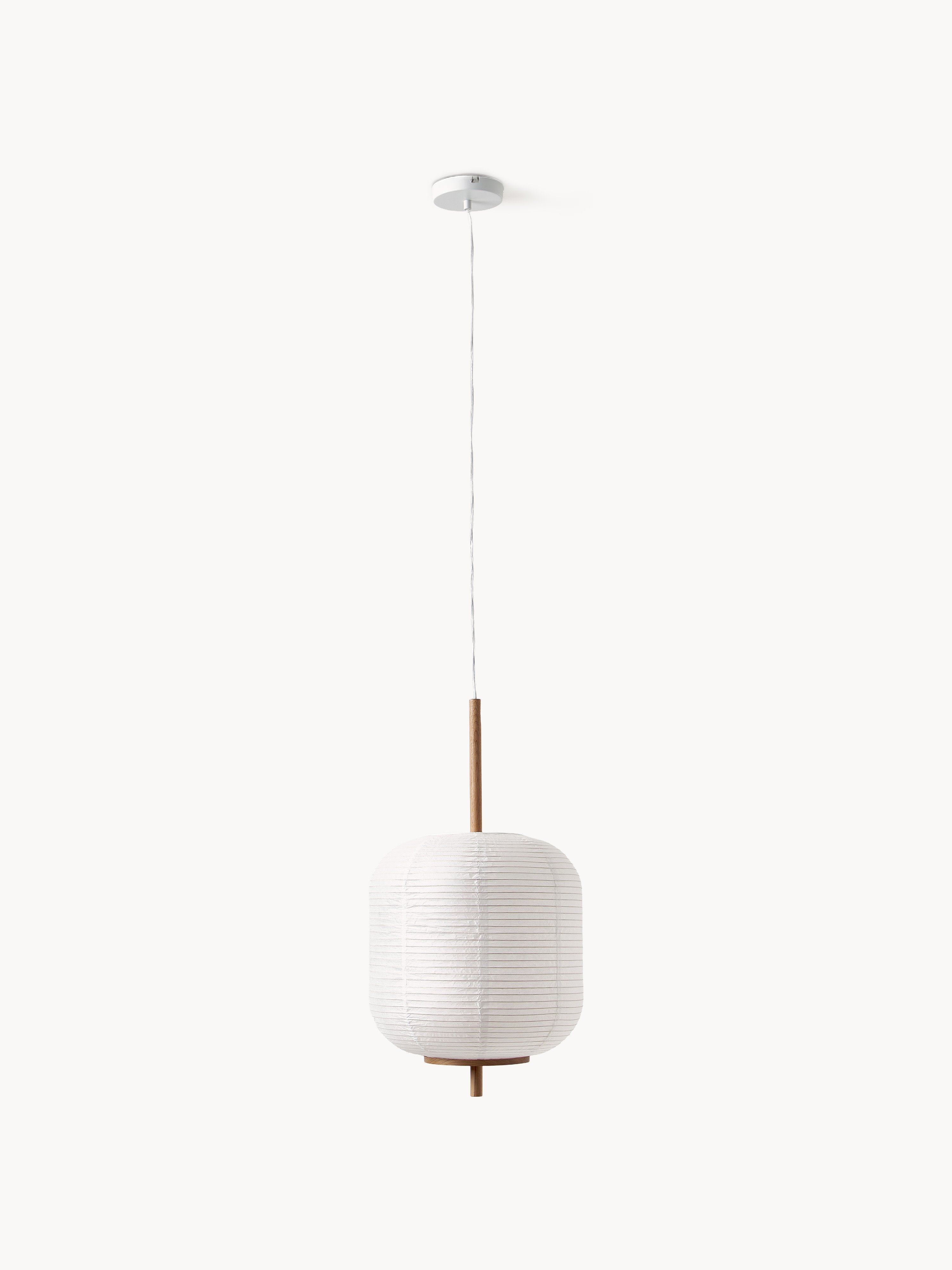 Suspension design en papier de riz Plato - Blanc, bois clair