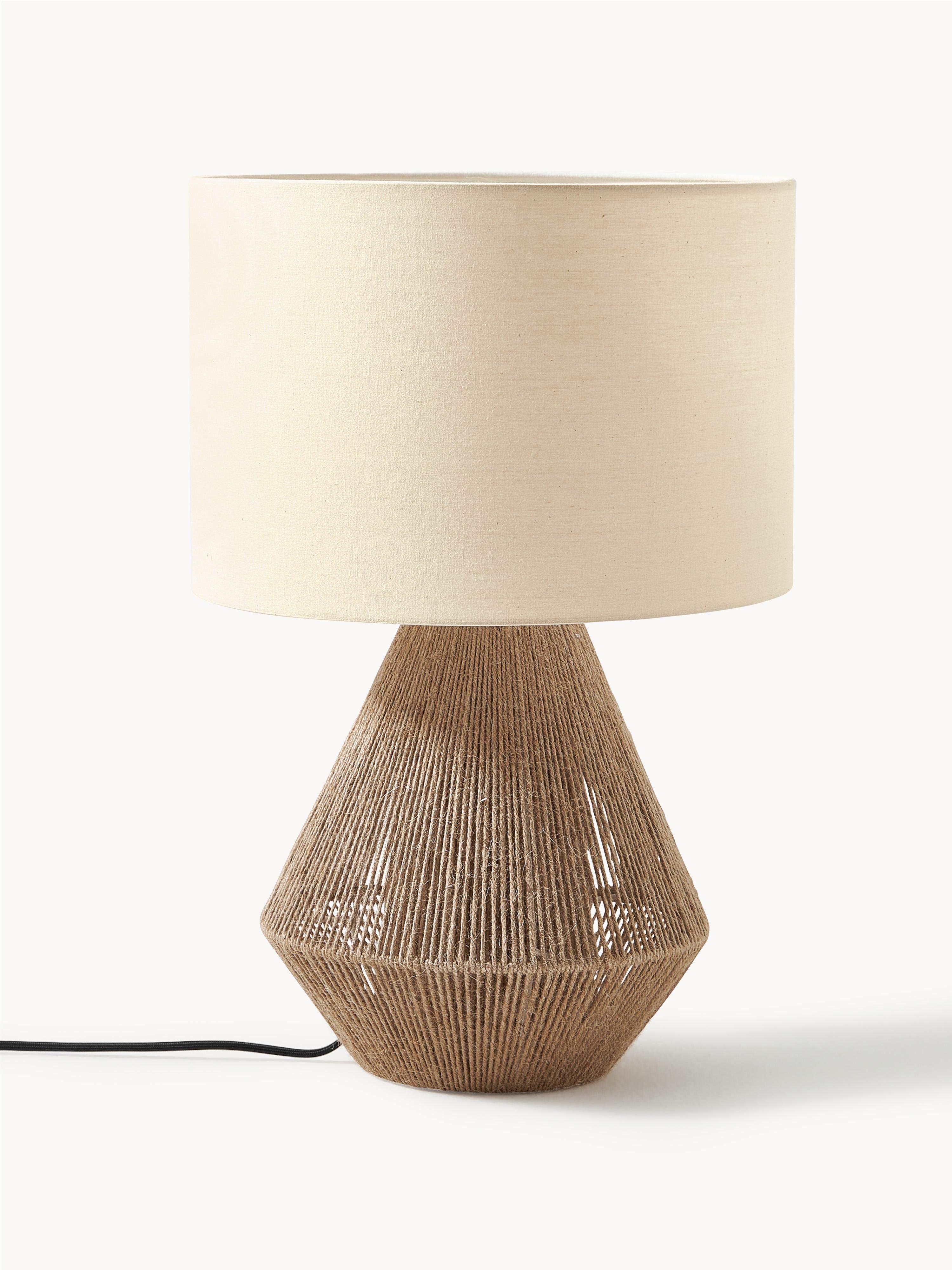 Lampe à poser en jute James - Brun clair, blanc