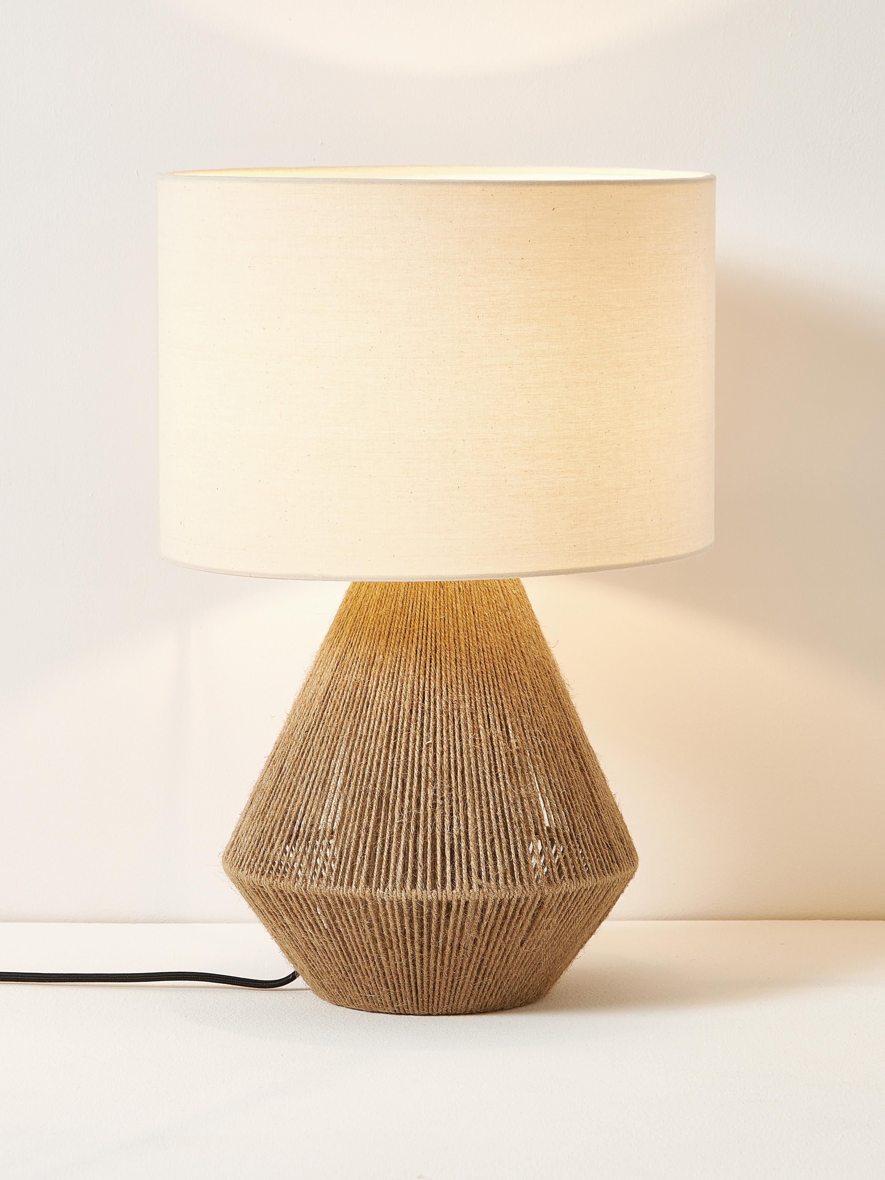 Lampe à poser en jute James - Brun clair, blanc