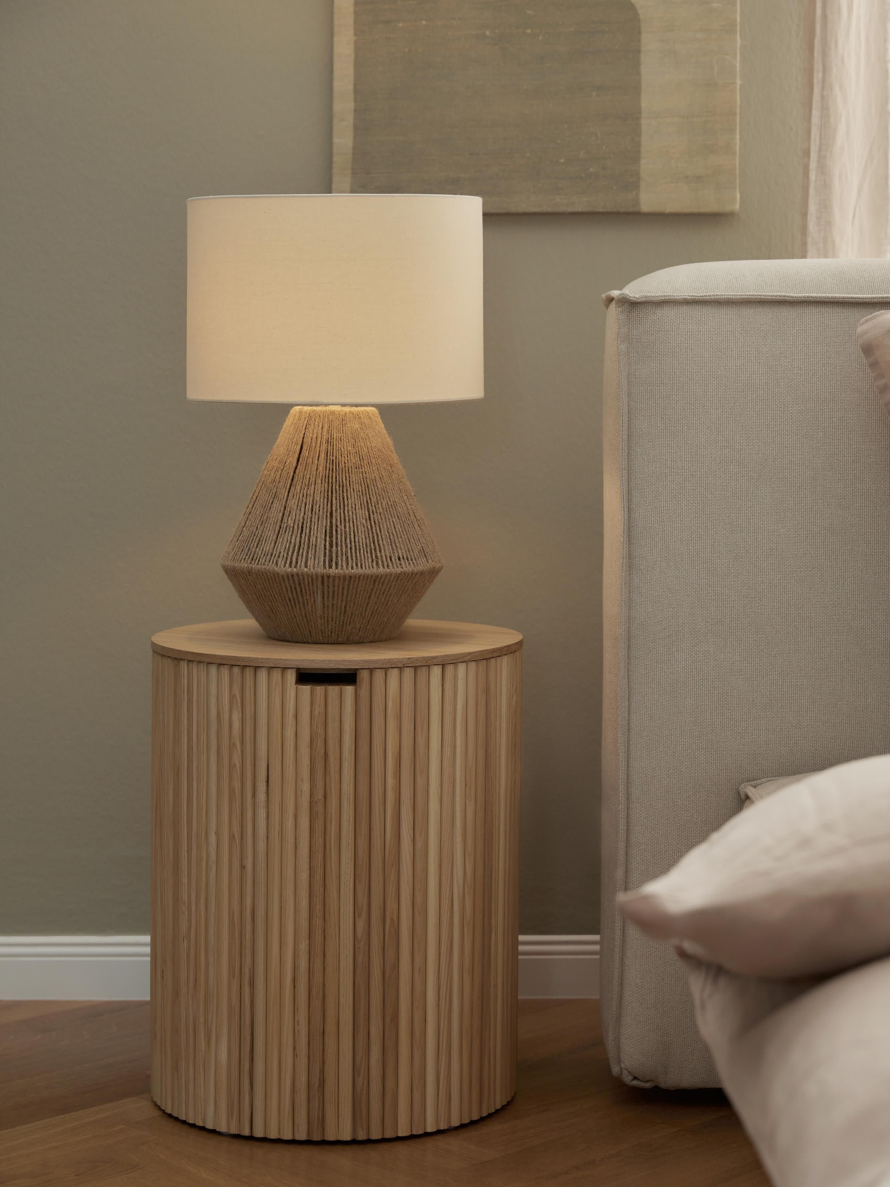 Lampe à poser en jute James - Brun clair, blanc
