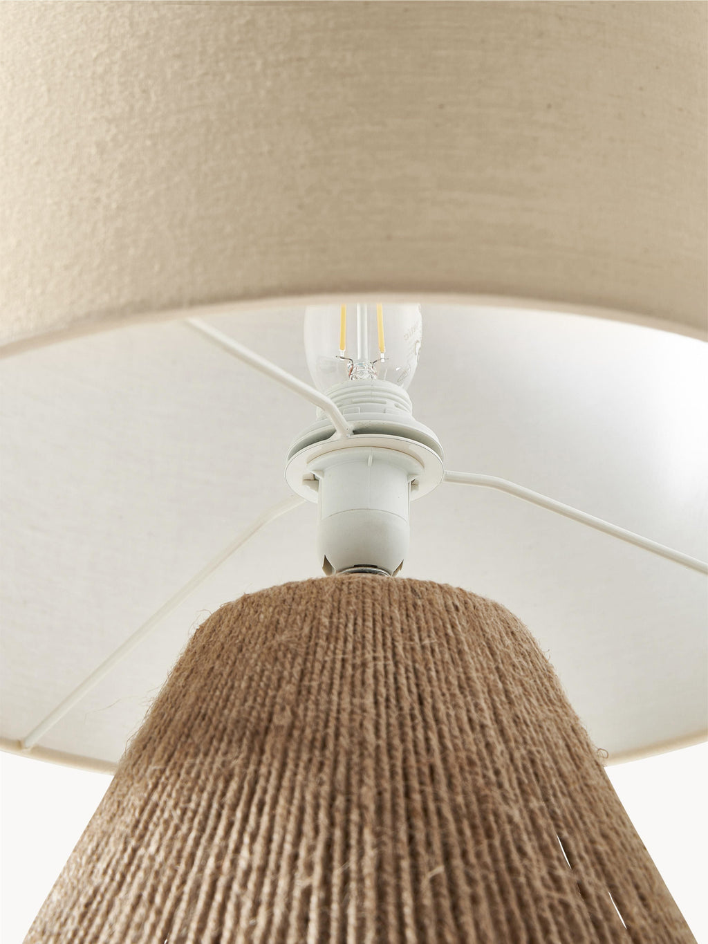 Lampe à poser en jute James - Brun clair, blanc