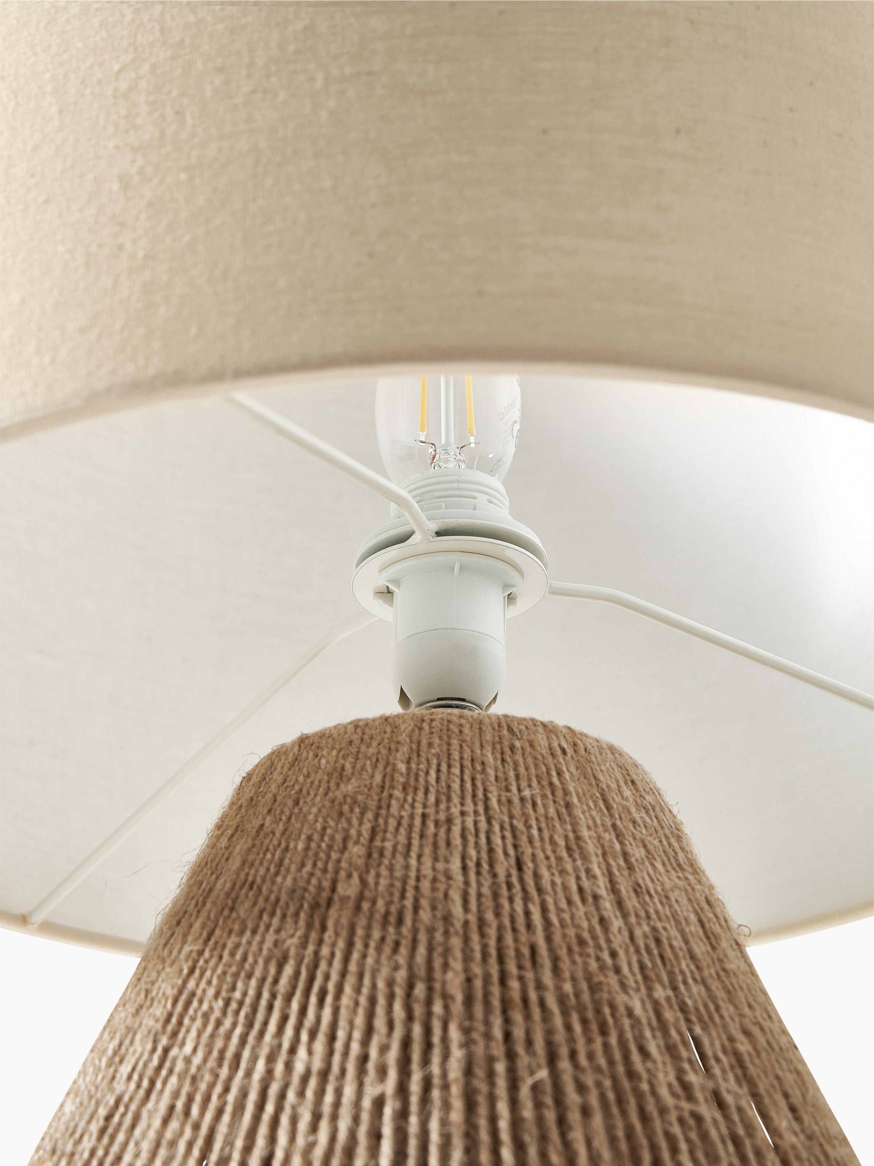 Lampe à poser en jute James - Brun clair, blanc
