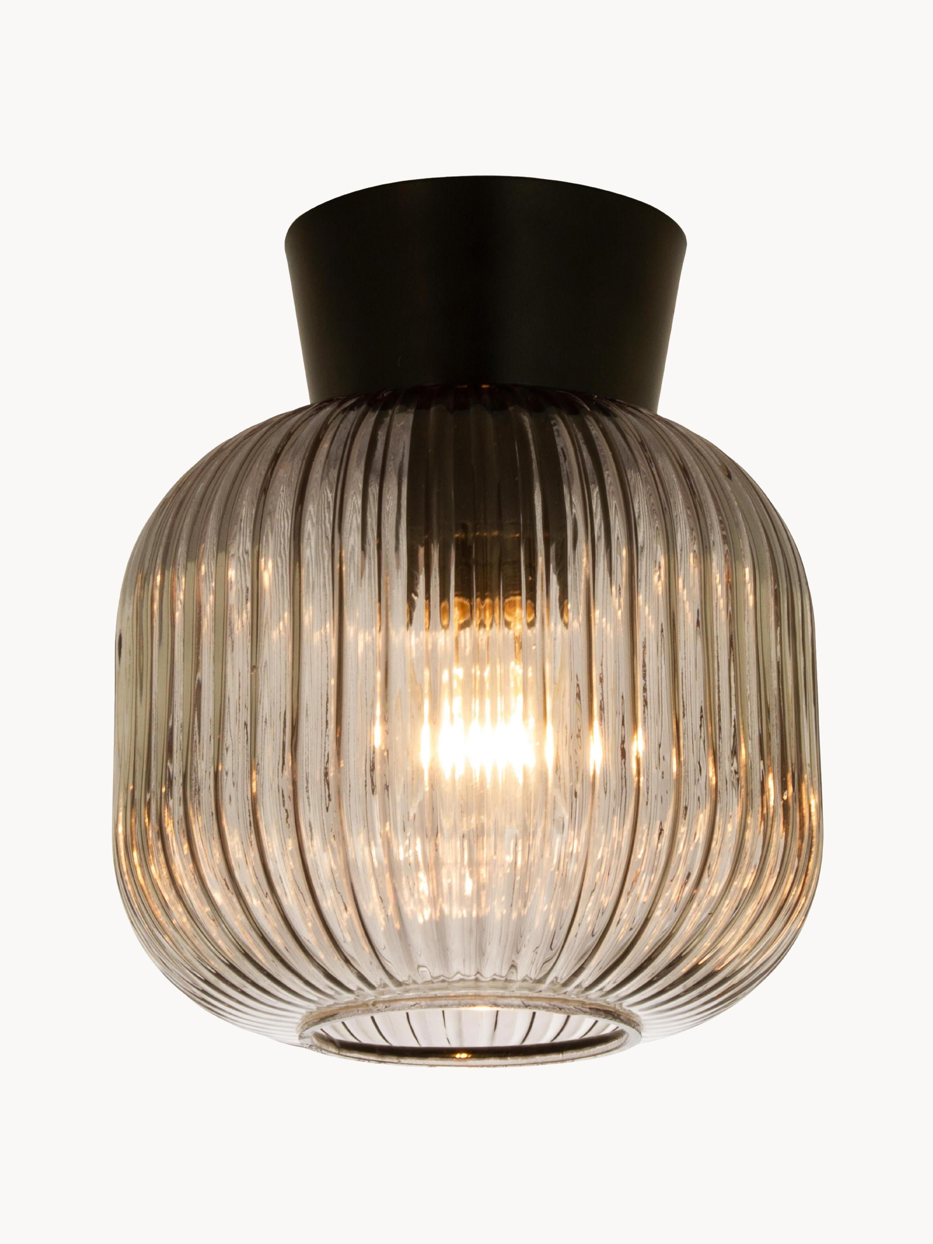 Petit plafonnier Glendon - Gris, transparent, noir