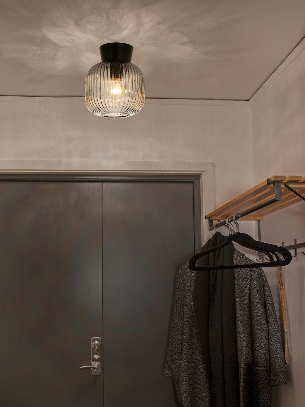 Petit plafonnier Glendon - Gris, transparent, noir