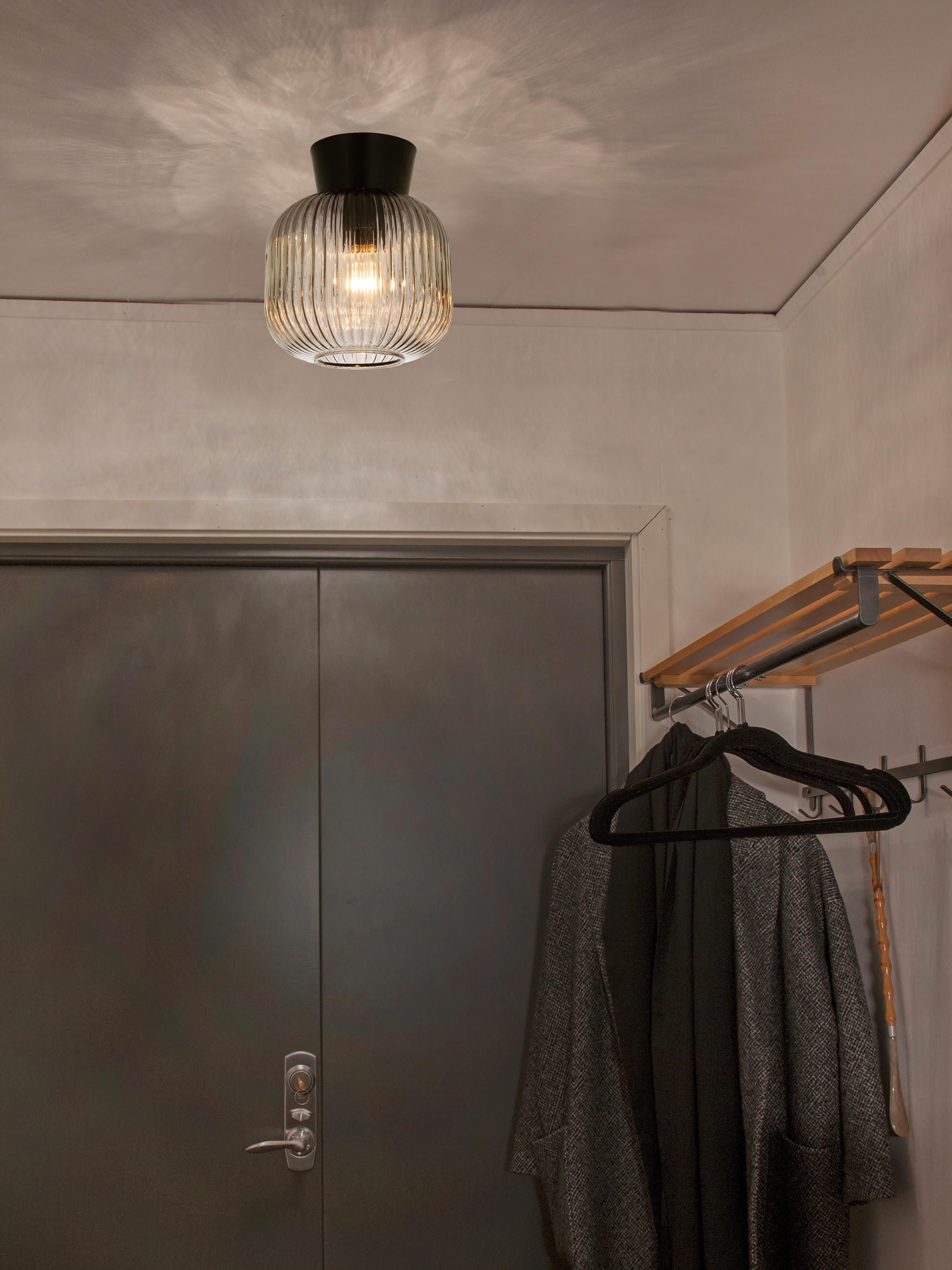 Petit plafonnier Glendon - Gris, transparent, noir