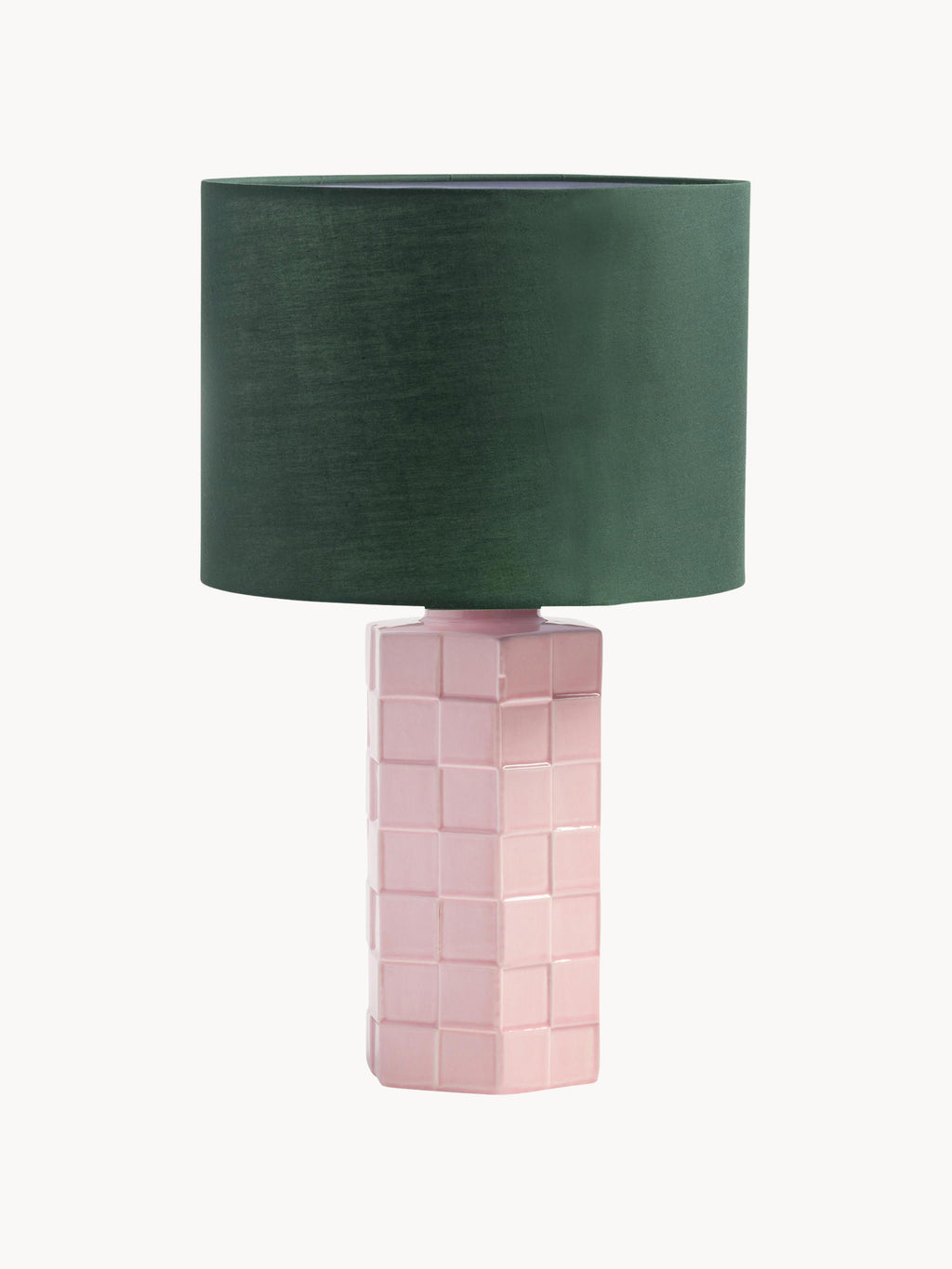 Lampe à poser en grès Hampus - Vert foncé, rose pâle