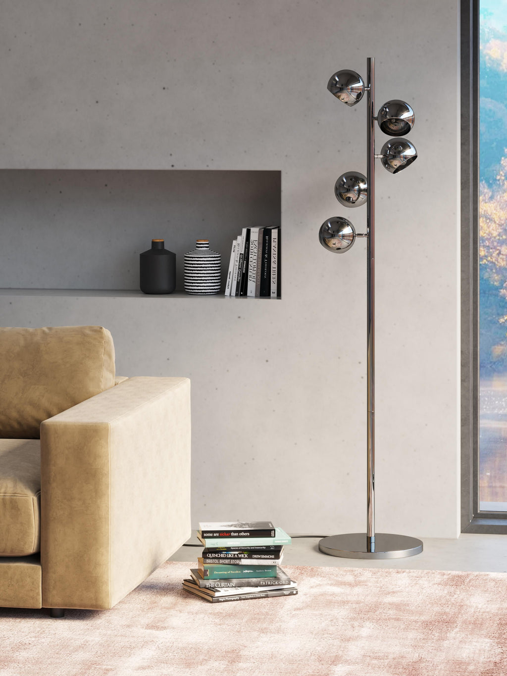 Grand lampadaire Jenrik - Argenté