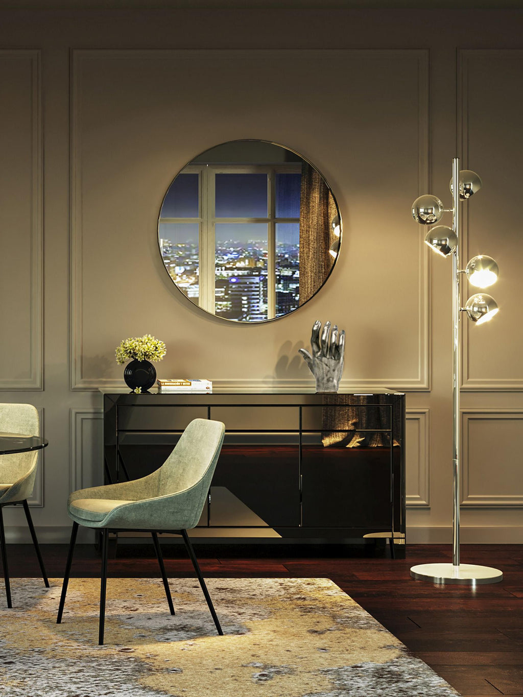 Grand lampadaire Jenrik - Argenté