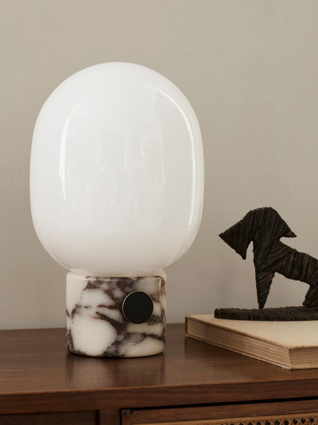 Lampe à poser avec port Hamish, intensité ajustable - Gris, marbré