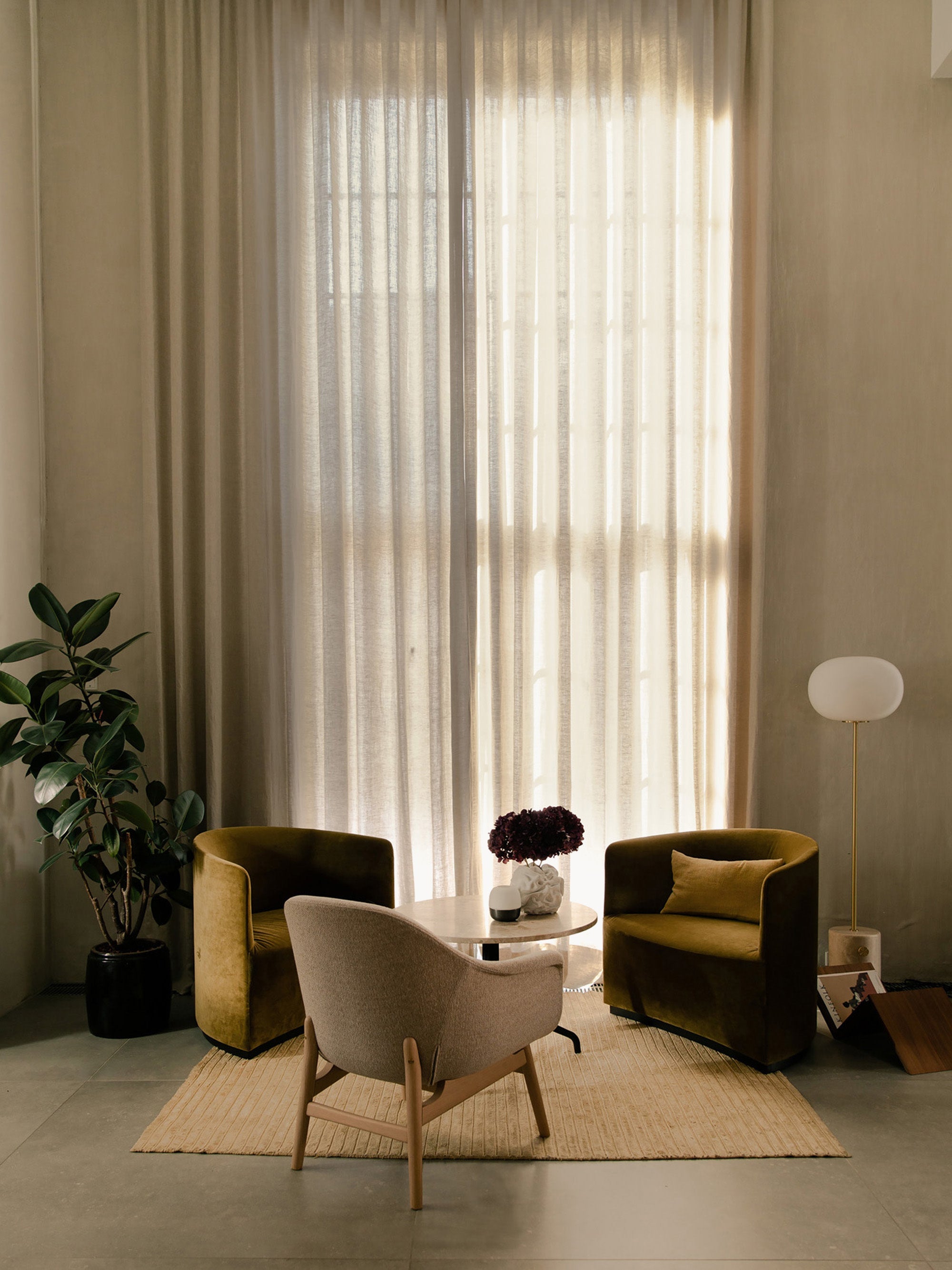 Lampadaire Hamish - Beige clair, laiton