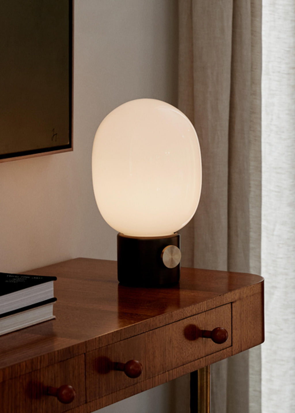 Lampe à poser avec port Hamish, intensité ajustable - Blanc, taupe, doré