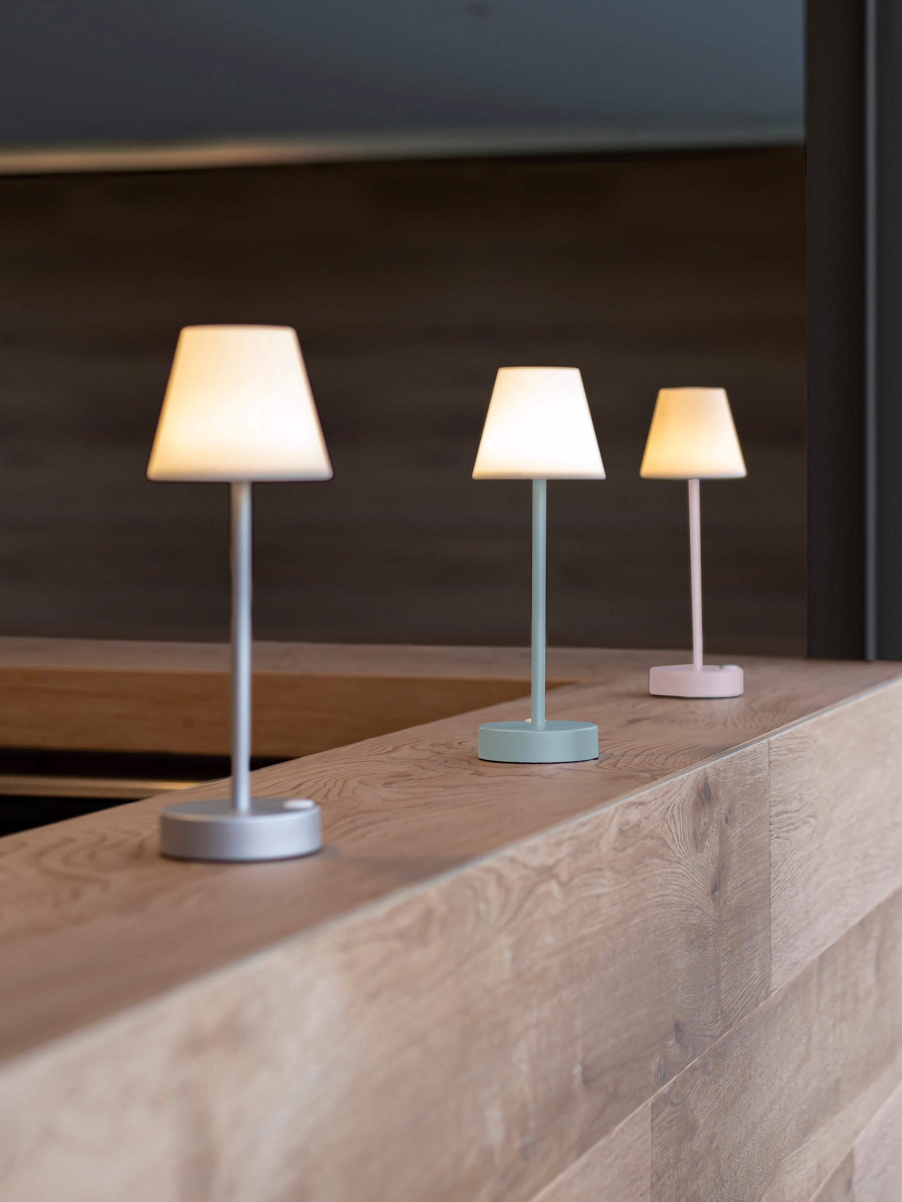Lampe d'extérieur LED mobile avec fonction tactile Brodde, intensité ajustable - Blanc, argenté