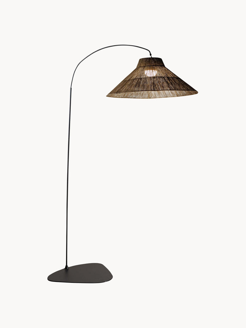 Lampadaire LED artisanale avec télécommande Archie, intensité ajustable - Brun, noir